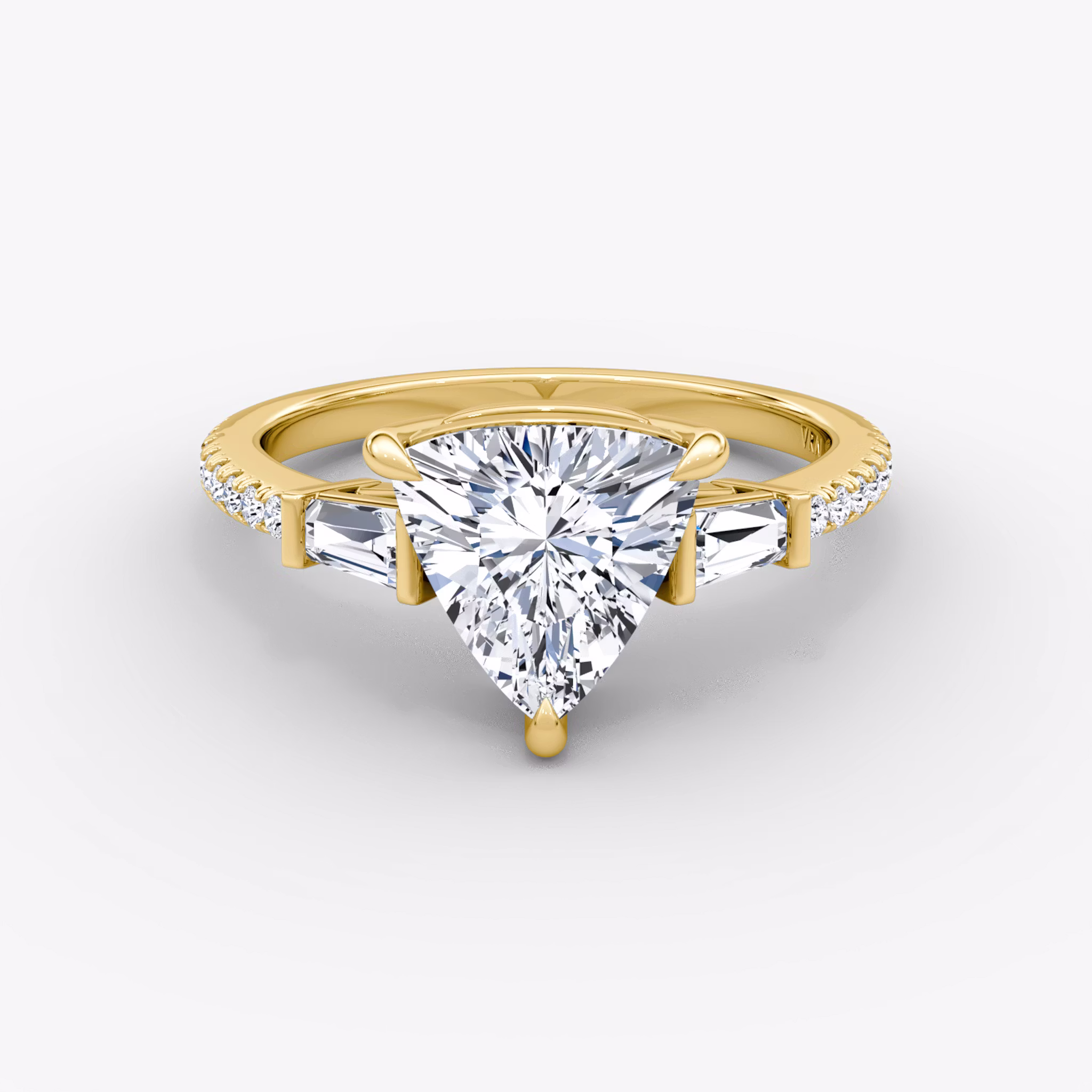 The Tapered Baguette Three Stone Trillion | Yellow Gold