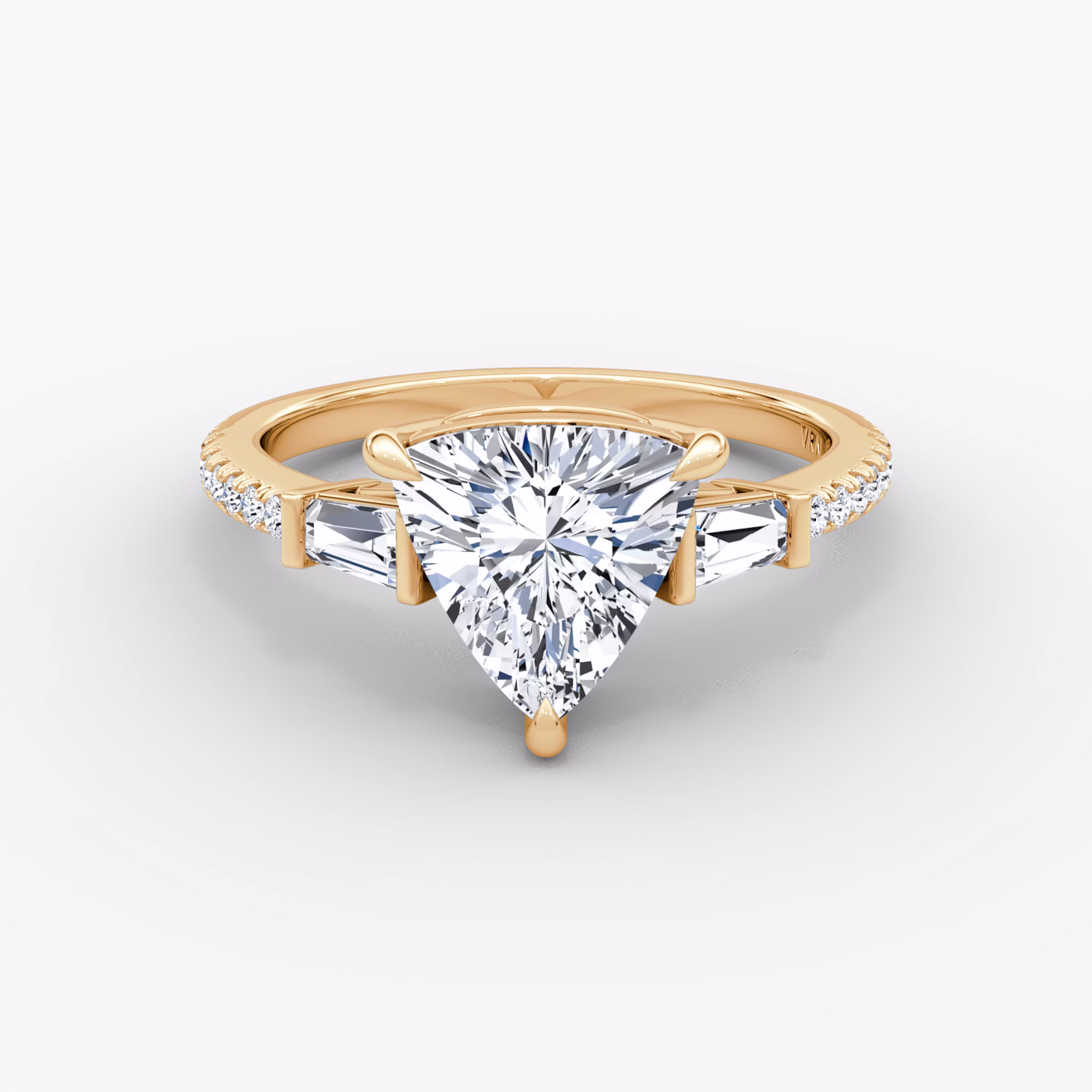 The Tapered Baguette Three Stone Trillion | Rose Gold
