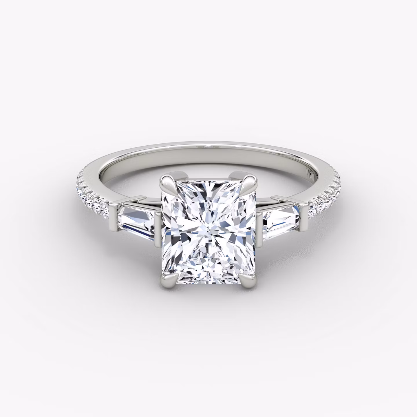 The Tapered Baguette Three Stone Radiant | White Gold