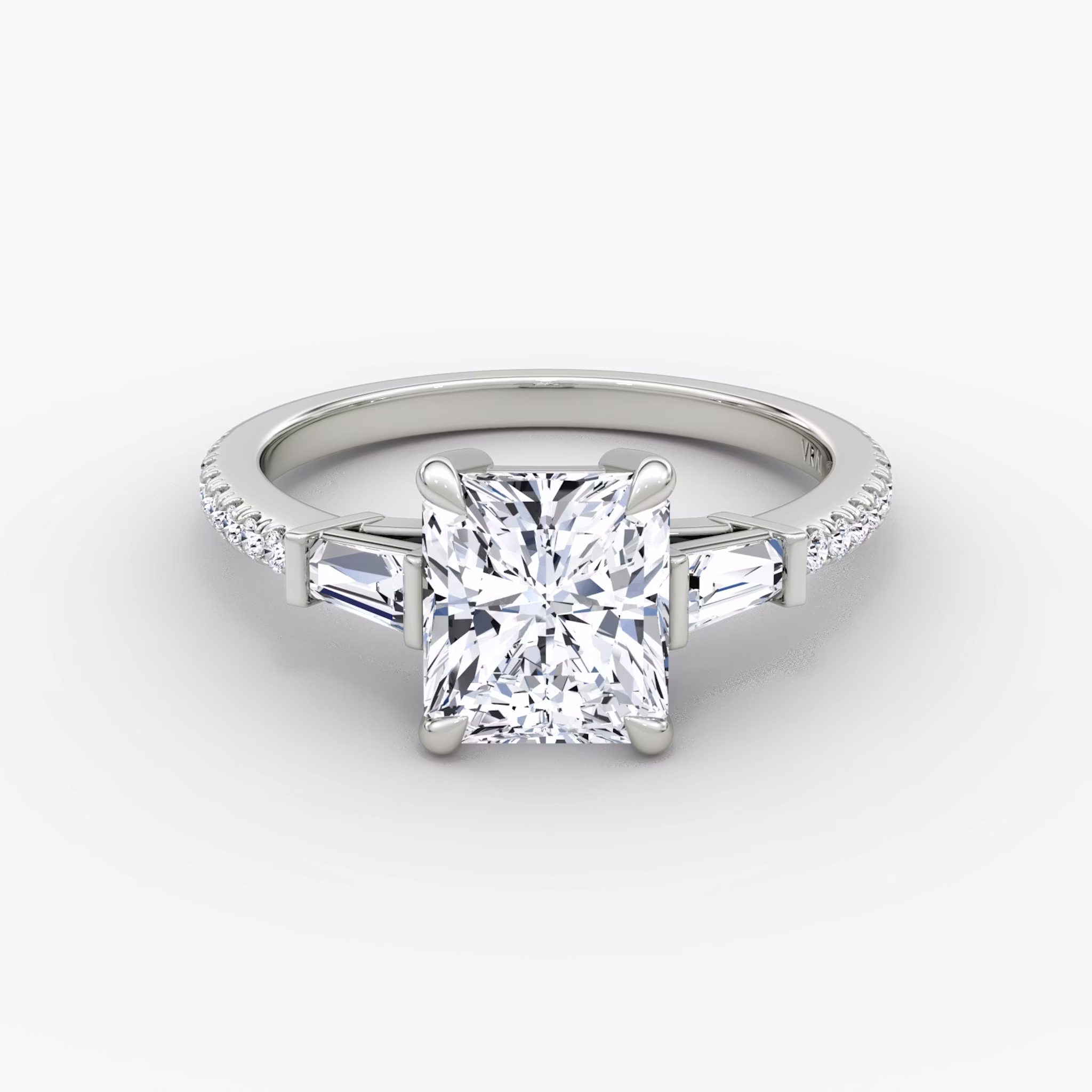 The Tapered Baguette Three Stone Radiant | White Gold