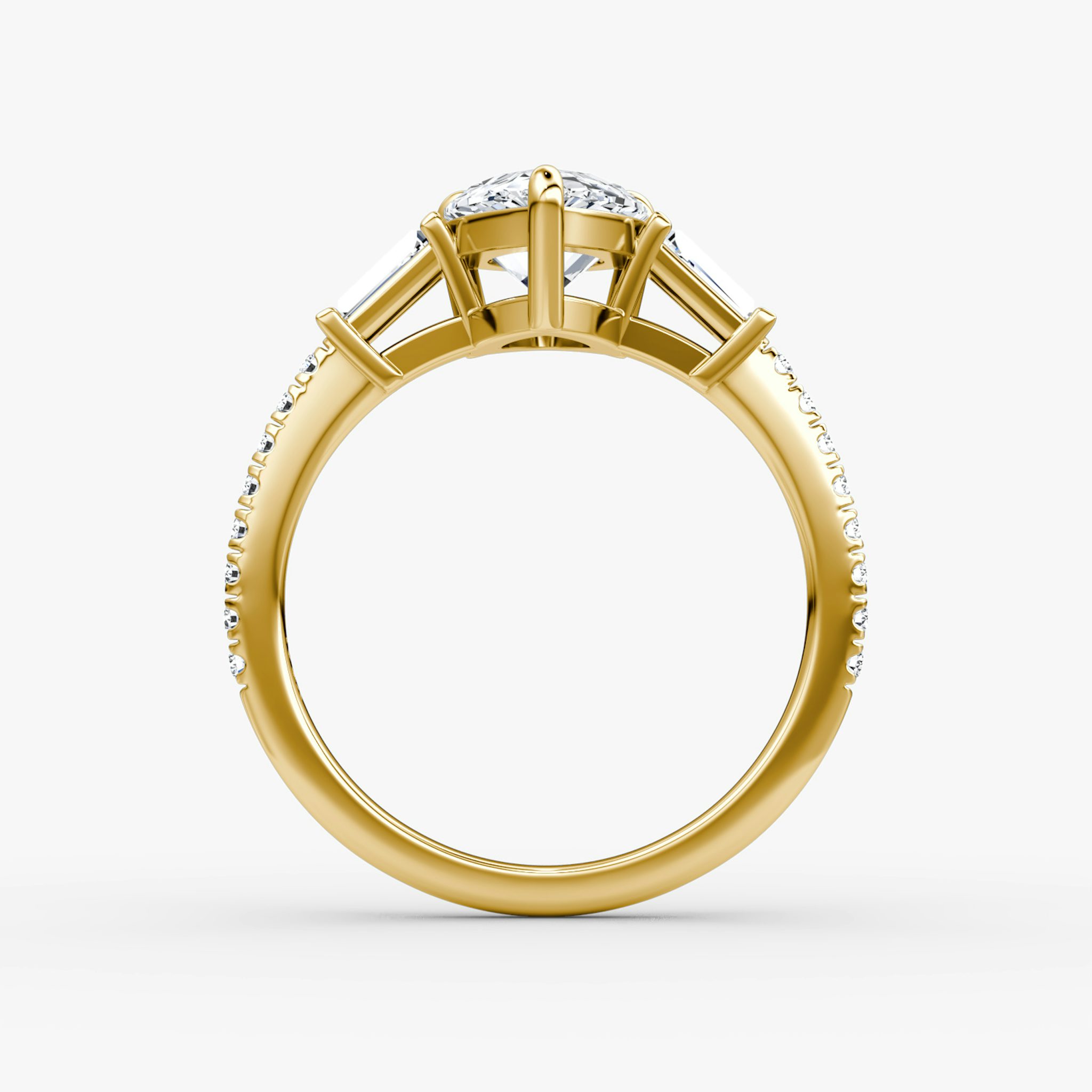The Tapered Baguette Three Stone | Pear | 18k | Yellow Gold | bandAccent: Pavé | excludeFromFeed: null | diamondOrientation: vertical | caratWeight: other