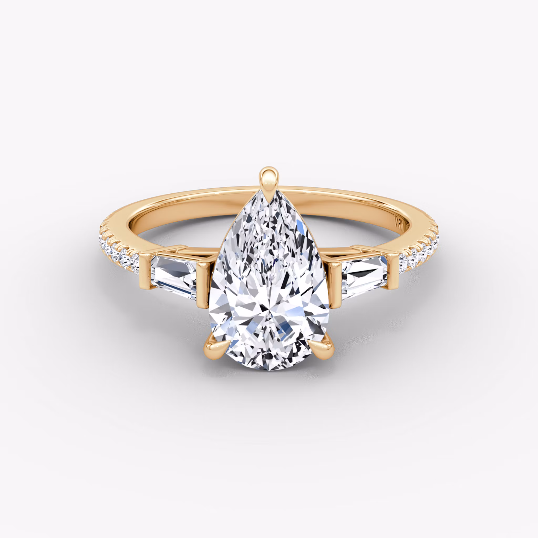 Tapered Baguette Three Stone Pear | Rose Gold