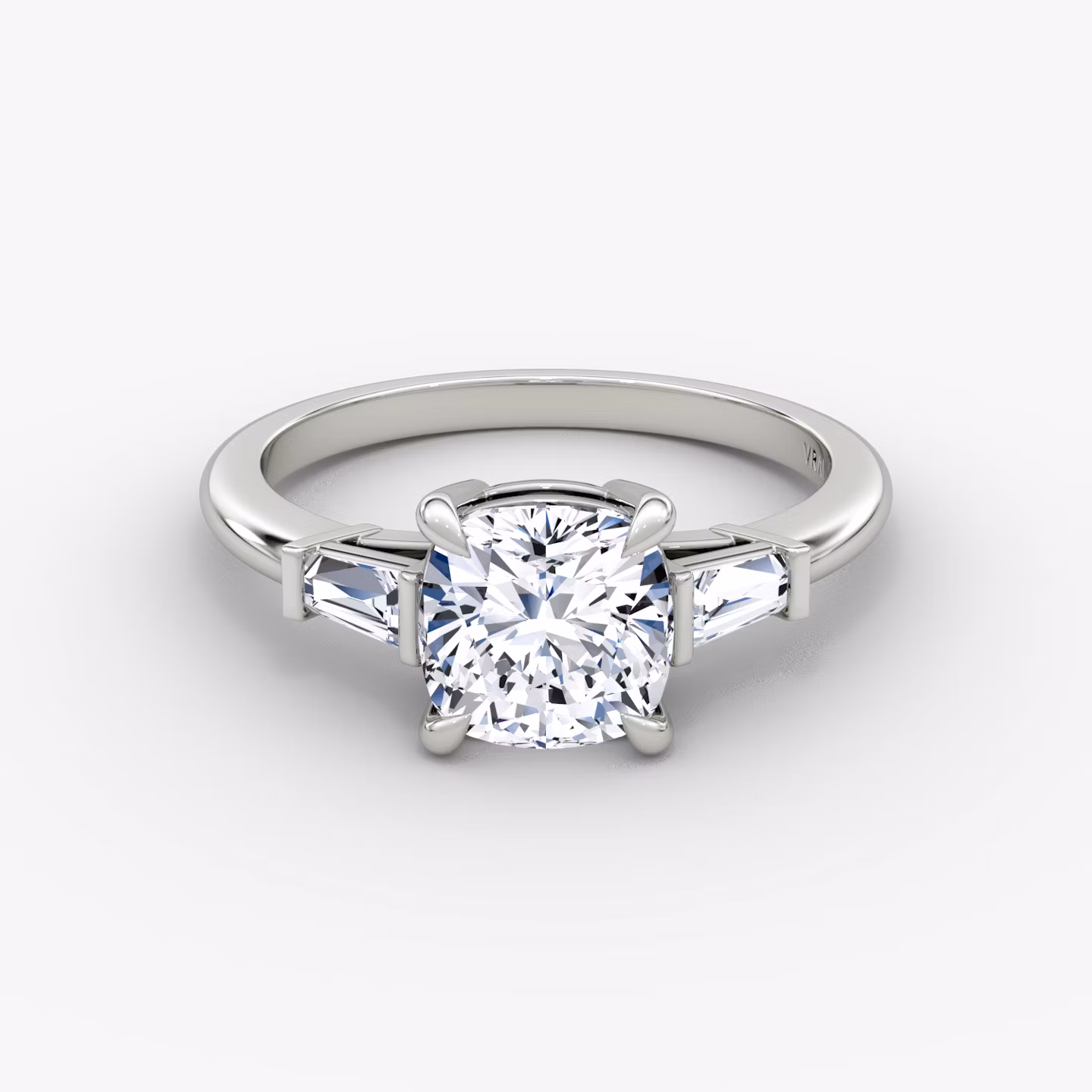 The Tapered Baguette Three Stone Cushion | White Gold