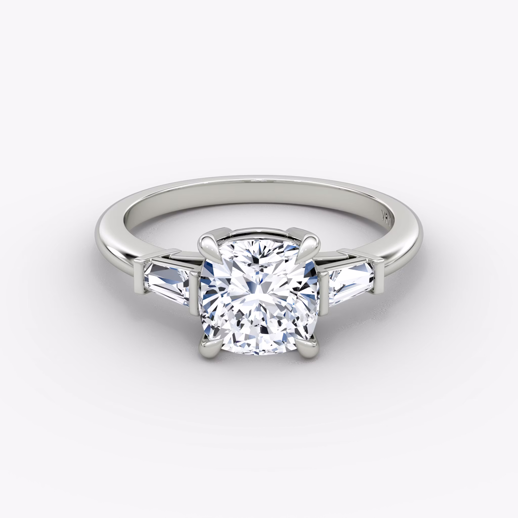 The Tapered Baguette Three Stone Cushion | White Gold