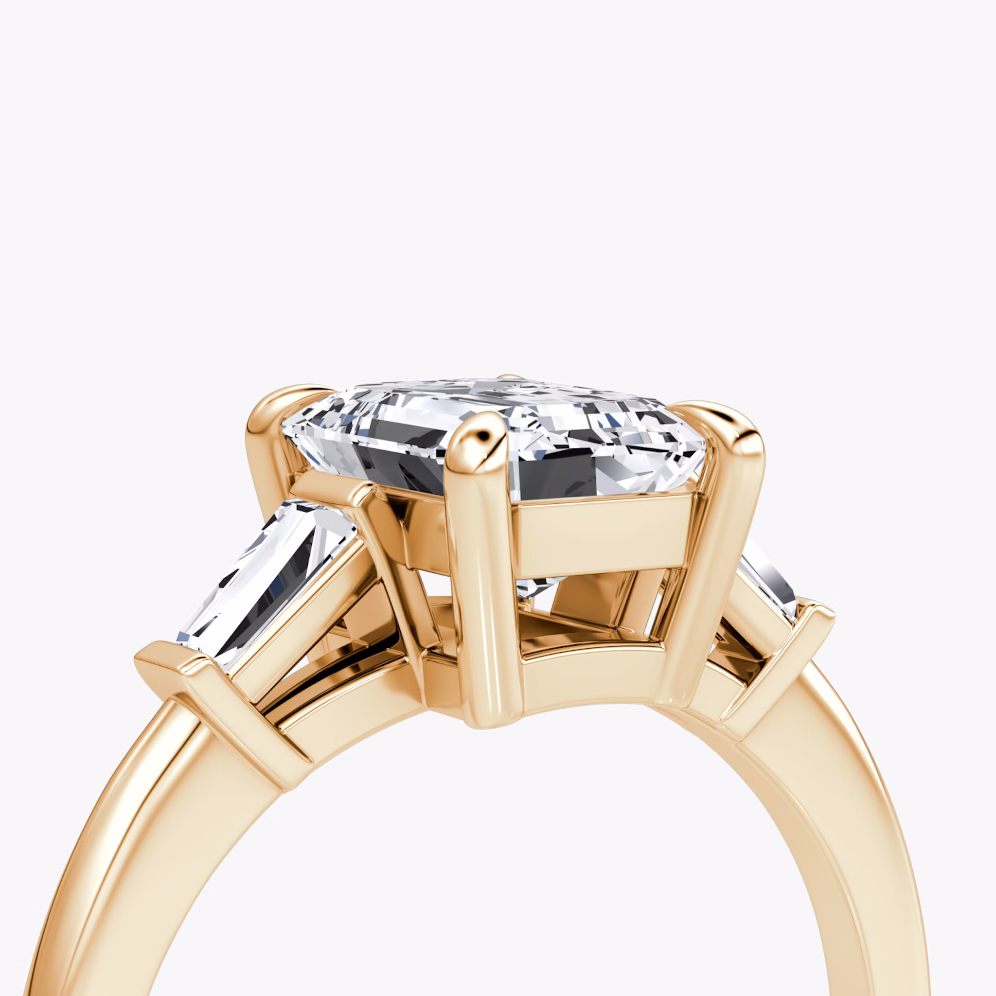 The Tapered Baguette Three Stone | Emerald | 14k | Rose Gold | bandAccent: Plain | excludeFromFeed: null | diamondOrientation: vertical | caratWeight: other