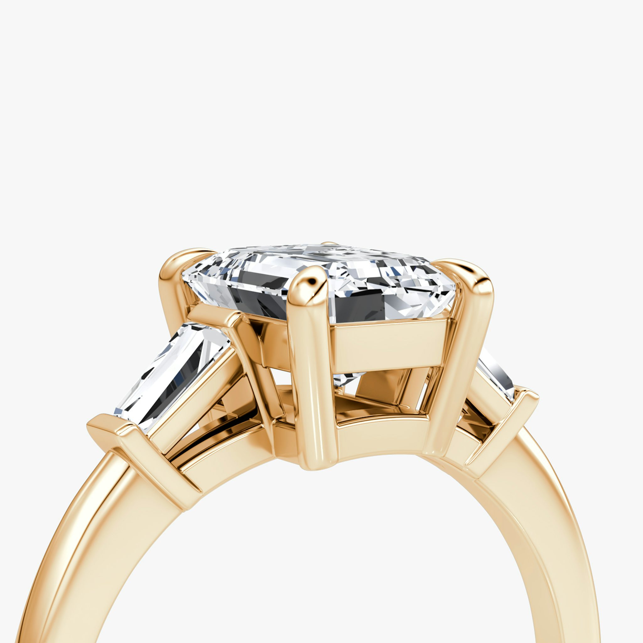 The Tapered Baguette Three Stone | Emerald | 14k | Rose Gold | bandAccent: Plain | excludeFromFeed: null | diamondOrientation: vertical | caratWeight: other