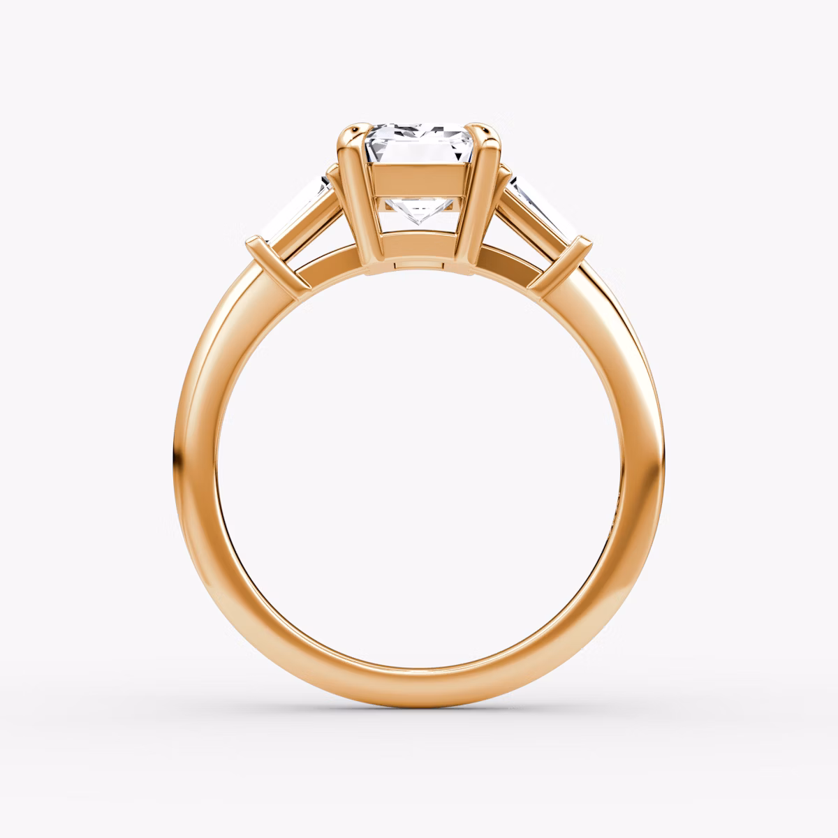 The Tapered Baguette Three Stone | Emerald | 14k | Rose Gold | bandAccent: Plain | caratWeight: 1.0ct | excludeFromFeed: null | diamondOrientation: vertical