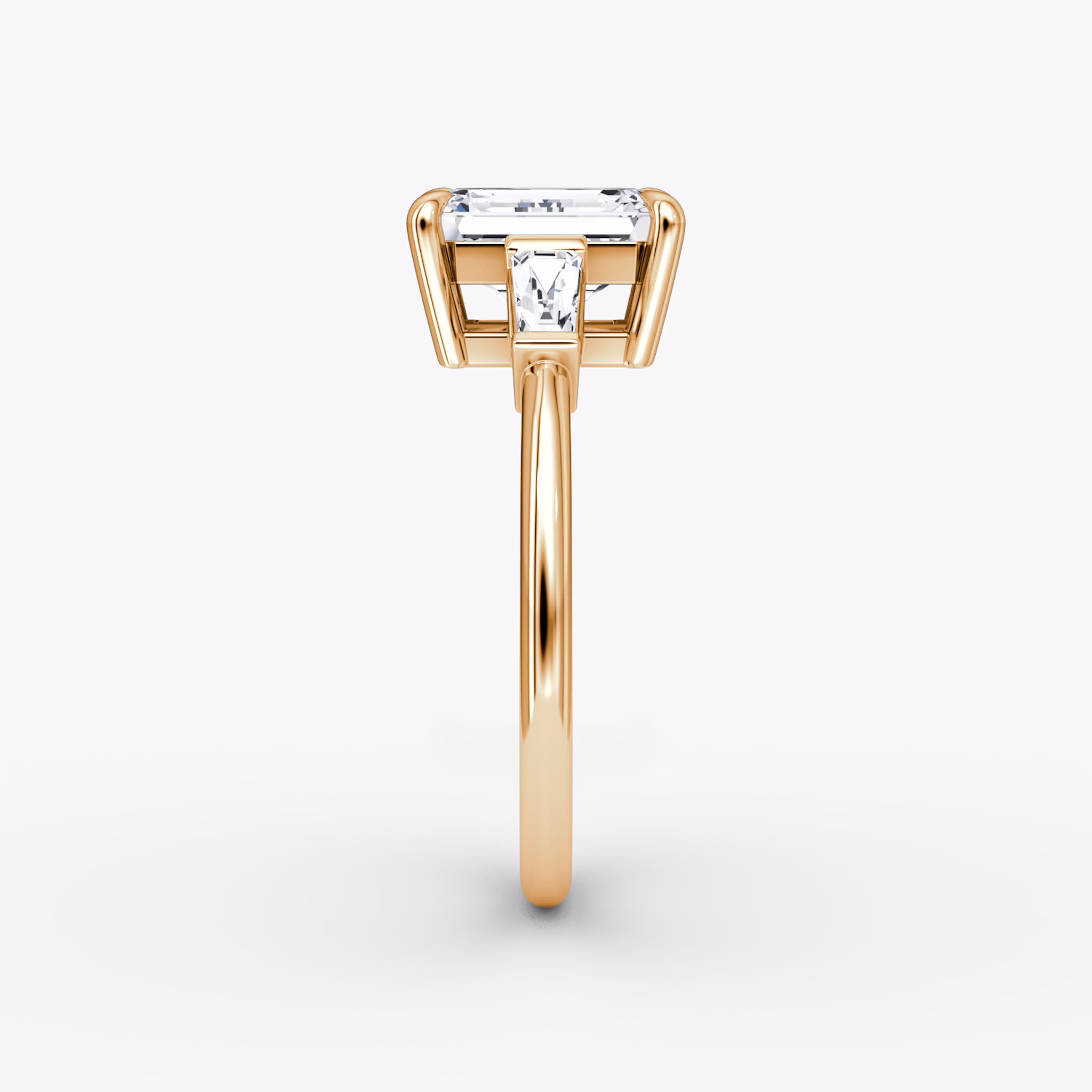 The Tapered Baguette Three Stone | Emerald | 14k | Rose Gold | bandAccent: Plain | excludeFromFeed: null | diamondOrientation: vertical | caratWeight: other