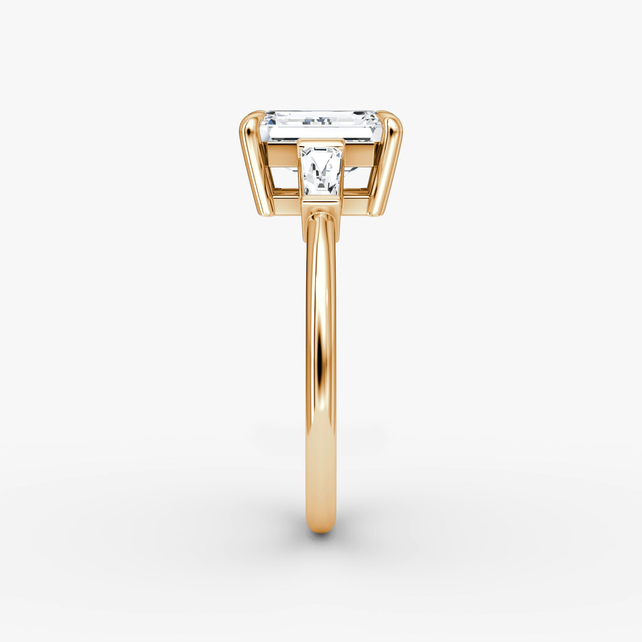 The Tapered Baguette Three Stone | Emerald | 14k | Rose Gold | bandAccent: Plain | excludeFromFeed: null | diamondOrientation: vertical | caratWeight: other