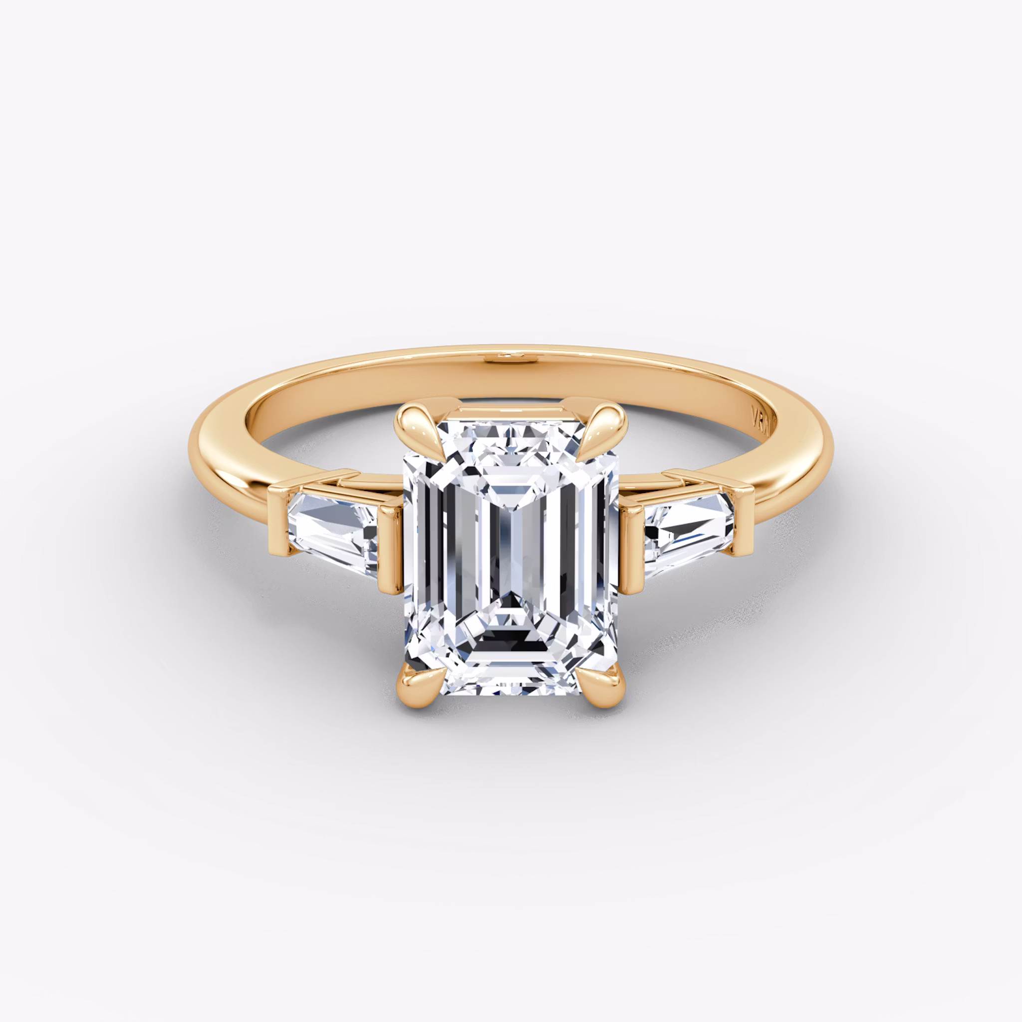 Tapered Baguette Three Stone Emerald | Rose Gold