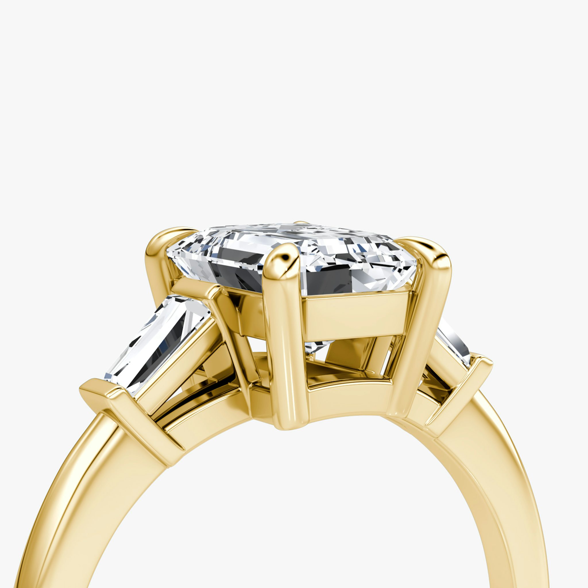 The Tapered Baguette Three Stone | Emerald | 18k | Yellow Gold | bandAccent: Plain | excludeFromFeed: null | diamondOrientation: vertical | caratWeight: other