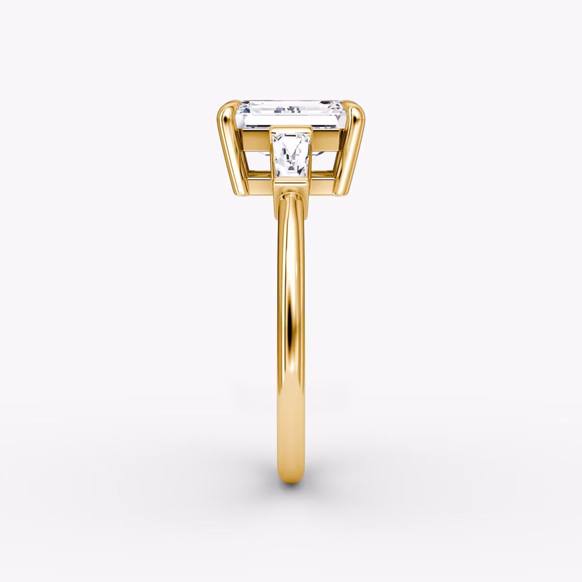 The Tapered Baguette Three Stone | Emerald | 18k | Yellow Gold | bandAccent: Plain | caratWeight: 1.0ct | excludeFromFeed: null | diamondOrientation: vertical