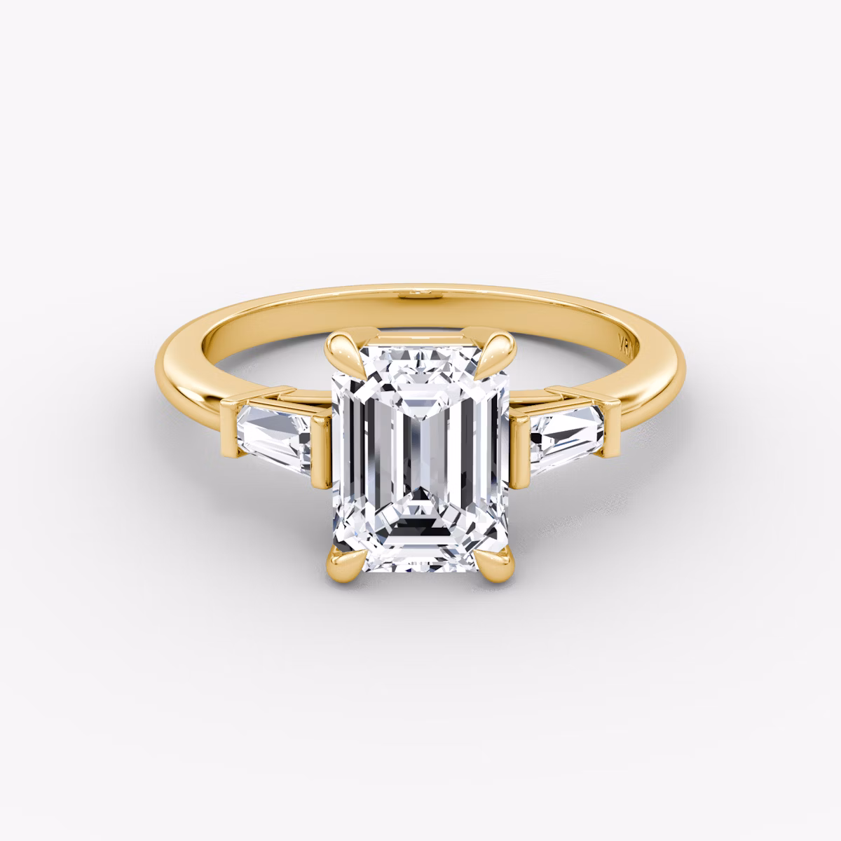 The Tapered Baguette Three Stone | Emerald | 18k | Yellow Gold | bandAccent: Plain | caratWeight: 1.0ct | excludeFromFeed: null | diamondOrientation: vertical