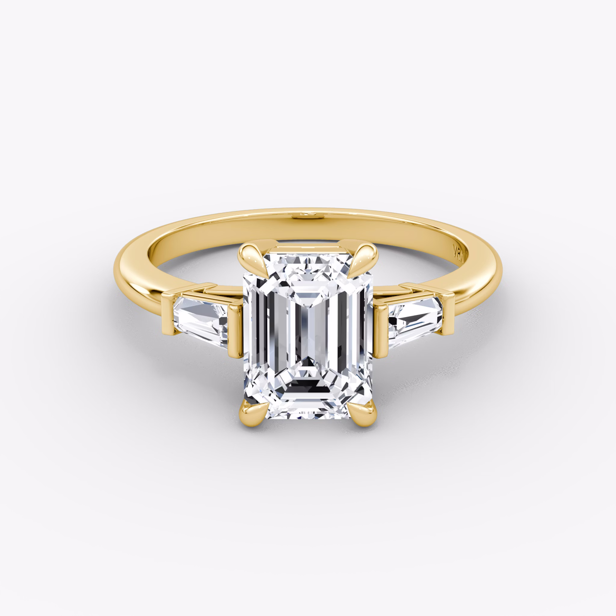 The Tapered Baguette Three Stone | Emerald | 18k | Yellow Gold | bandAccent: Plain | excludeFromFeed: null | diamondOrientation: vertical | caratWeight: other