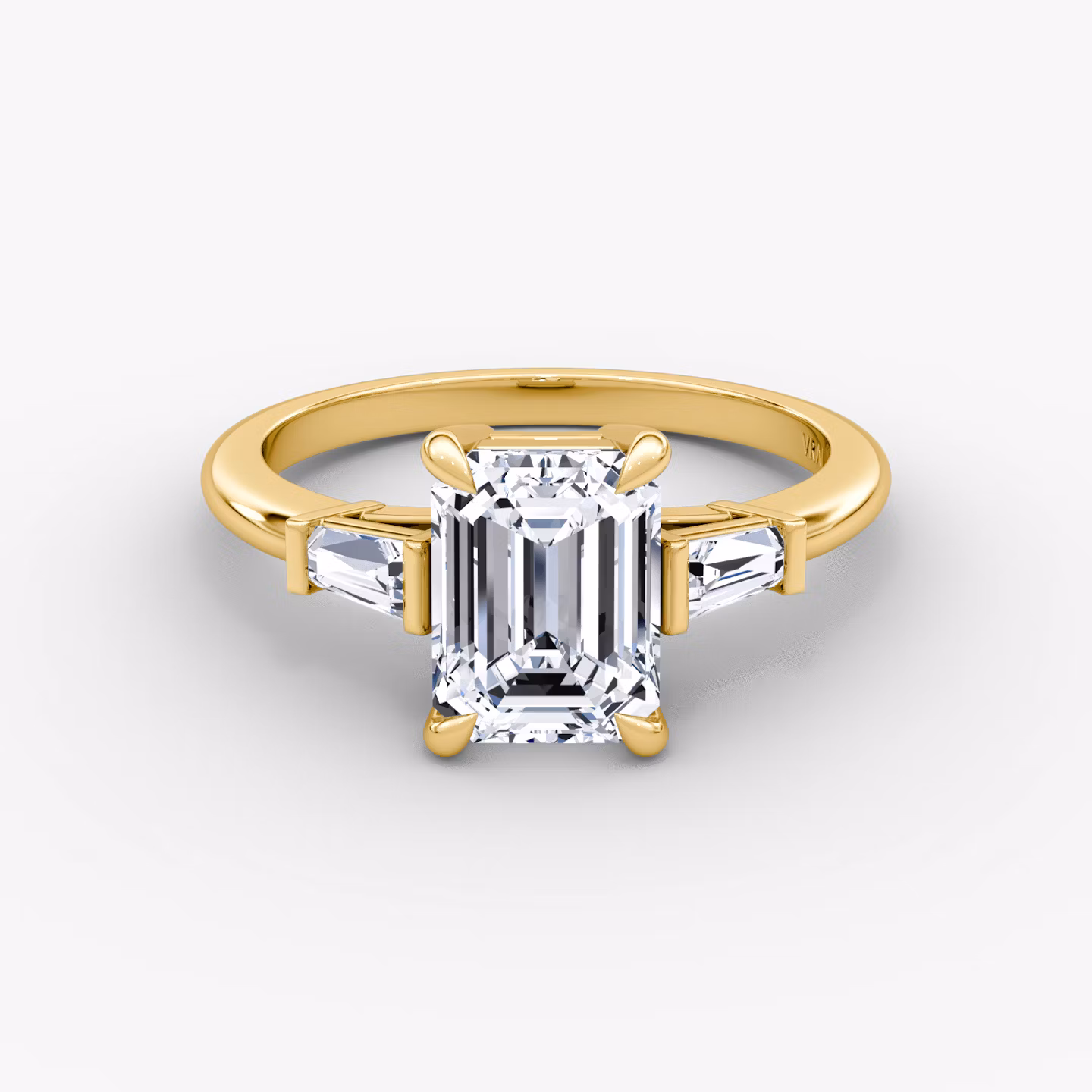 The Tapered Baguette Three Stone Emerald | Yellow Gold
