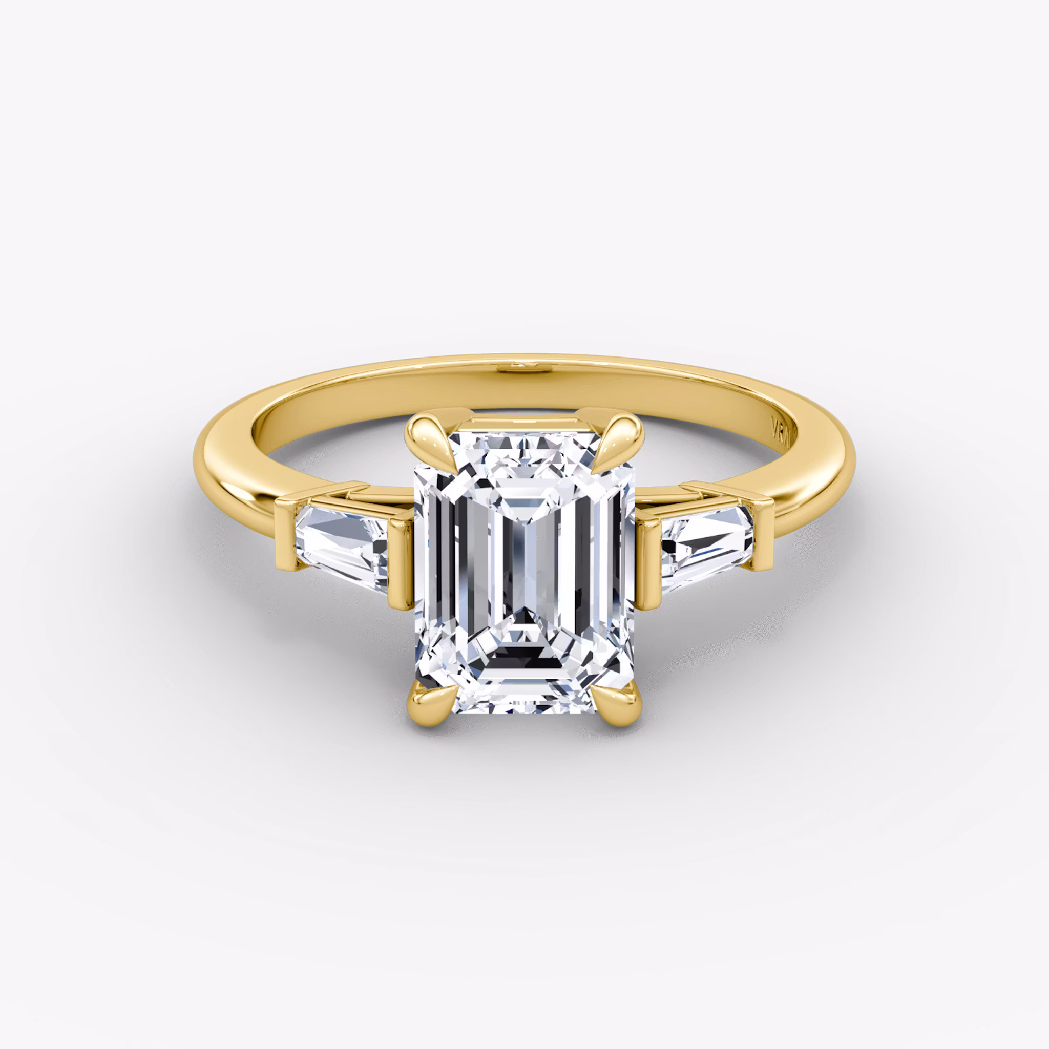 Tapered Baguette Three Stone Emerald | Yellow Gold
