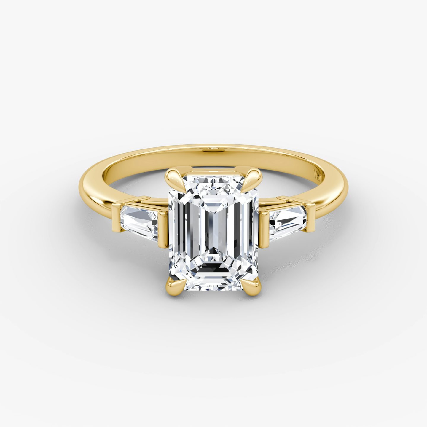 The Tapered Baguette Three Stone | Emerald | 18k | Yellow Gold | bandAccent: Plain | excludeFromFeed: null | diamondOrientation: vertical | caratWeight: other
