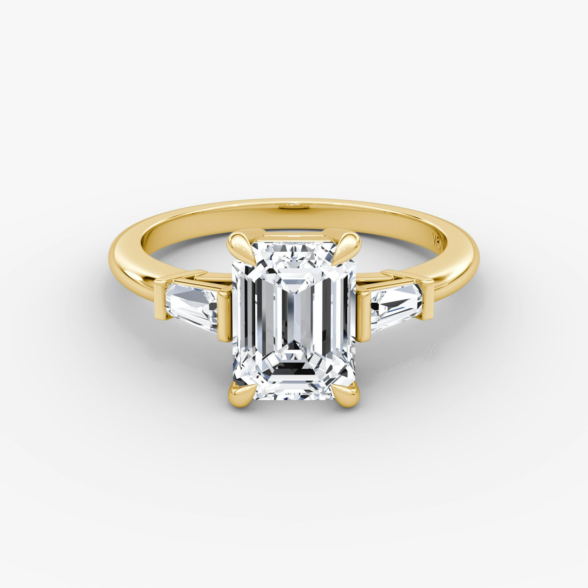 The Tapered Baguette Three Stone | Emerald | 18k | Yellow Gold | bandAccent: Plain | excludeFromFeed: null | diamondOrientation: vertical | caratWeight: other