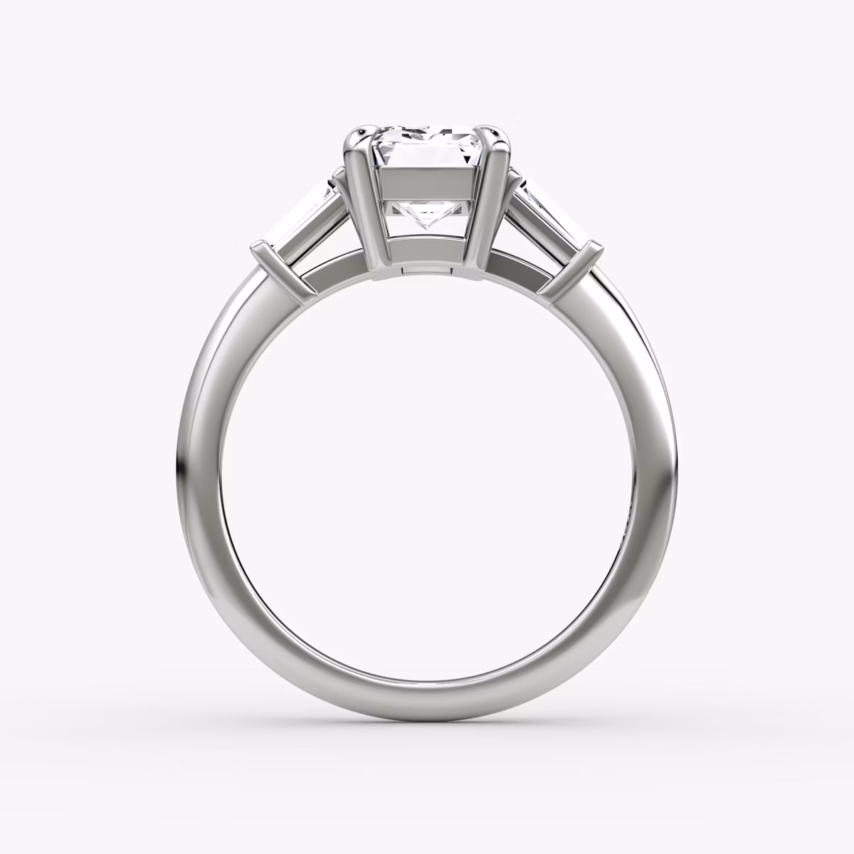 The Tapered Baguette Three Stone | Emerald | 18k | White Gold | bandAccent: Plain | caratWeight: 1.0ct | excludeFromFeed: null | diamondOrientation: vertical