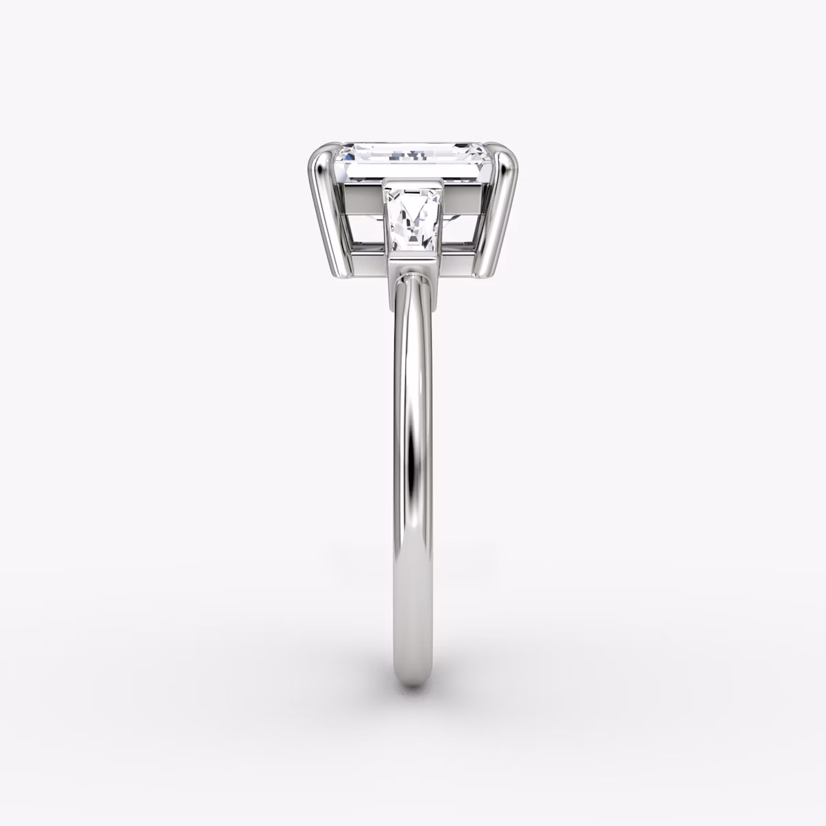 The Tapered Baguette Three Stone | Emerald | 18k | White Gold | bandAccent: Plain | caratWeight: 1.0ct | excludeFromFeed: null | diamondOrientation: vertical