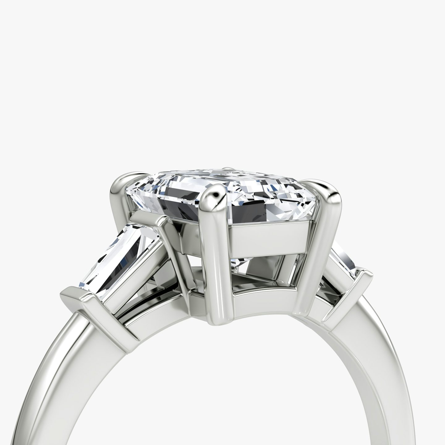 The Tapered Baguette Three Stone | Emerald | Platinum | bandAccent: Plain | excludeFromFeed: null | diamondOrientation: vertical | caratWeight: other