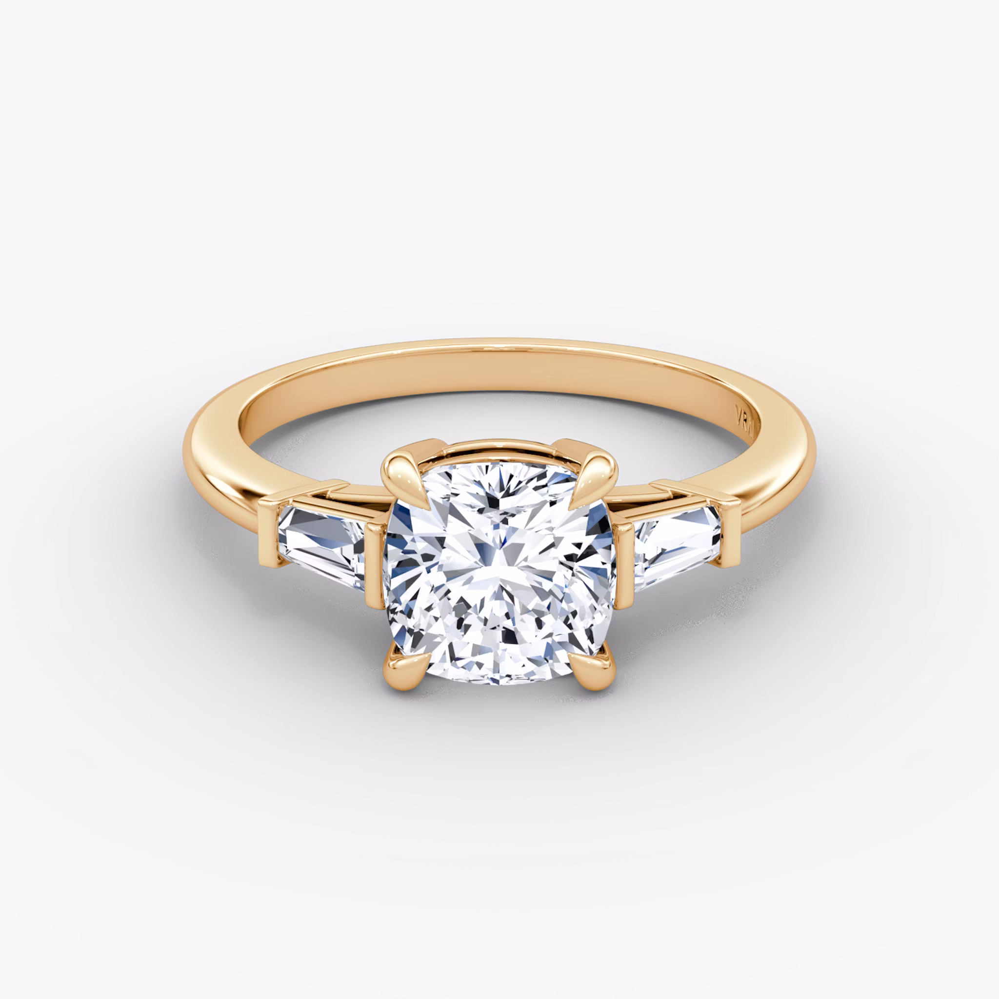 The Tapered Baguette Three Stone Cushion | Rose Gold