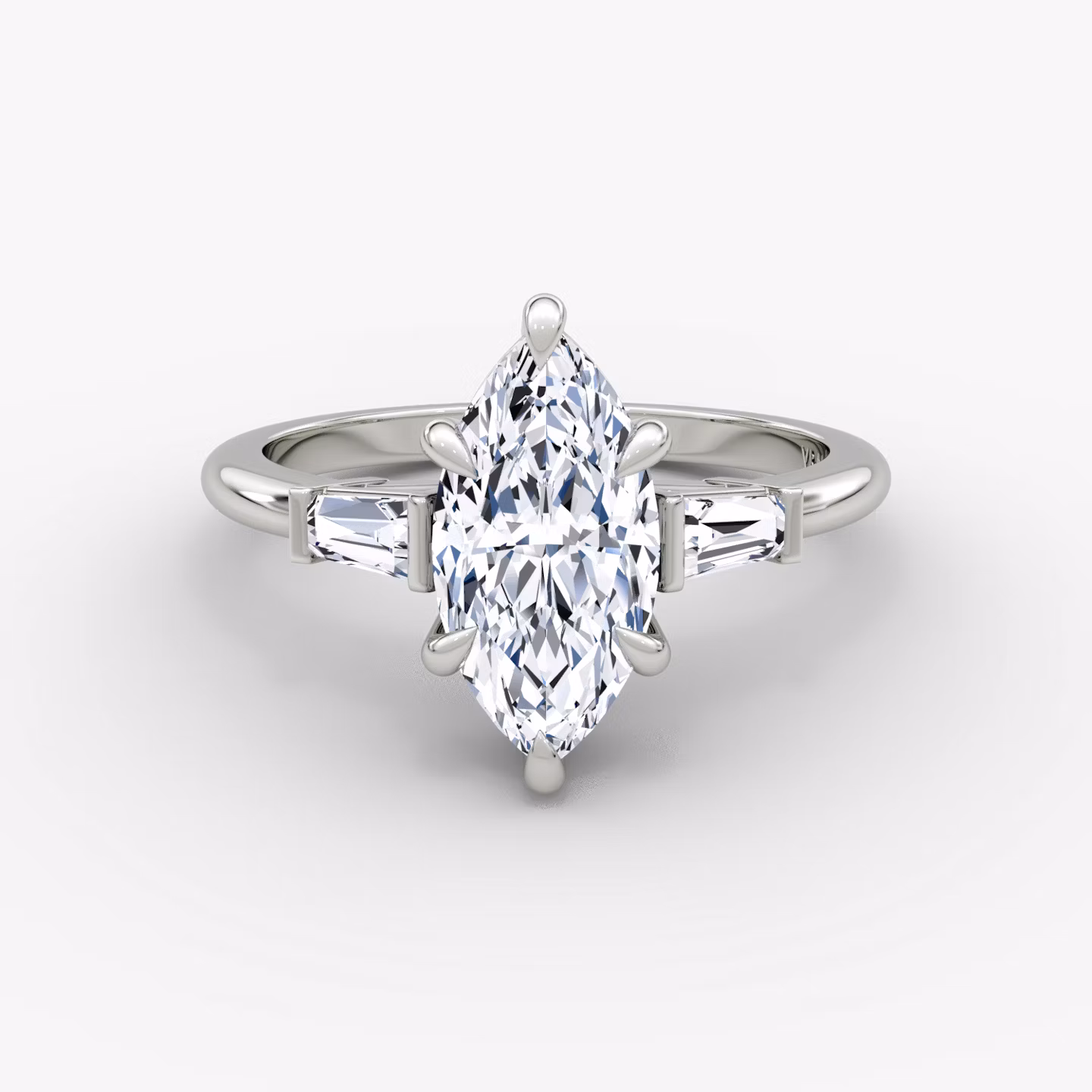 The Tapered Baguette Three Stone Marquise | White Gold