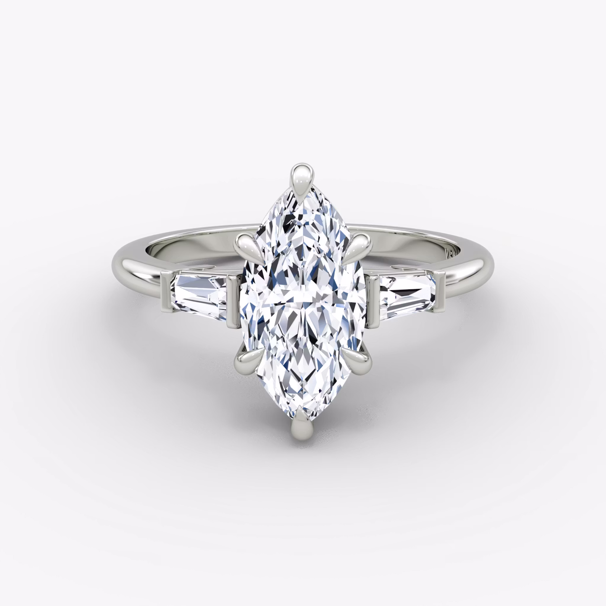 The Tapered Baguette Three Stone Marquise | White Gold