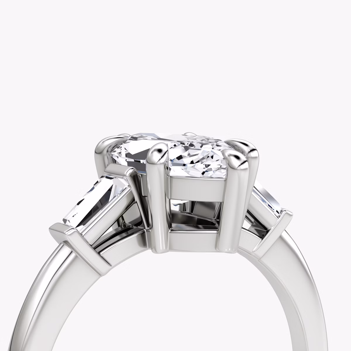 The Tapered Baguette Three Stone | Marquise | Platinum | bandAccent: Plain | caratWeight: 1.0ct | excludeFromFeed: null | diamondOrientation: vertical