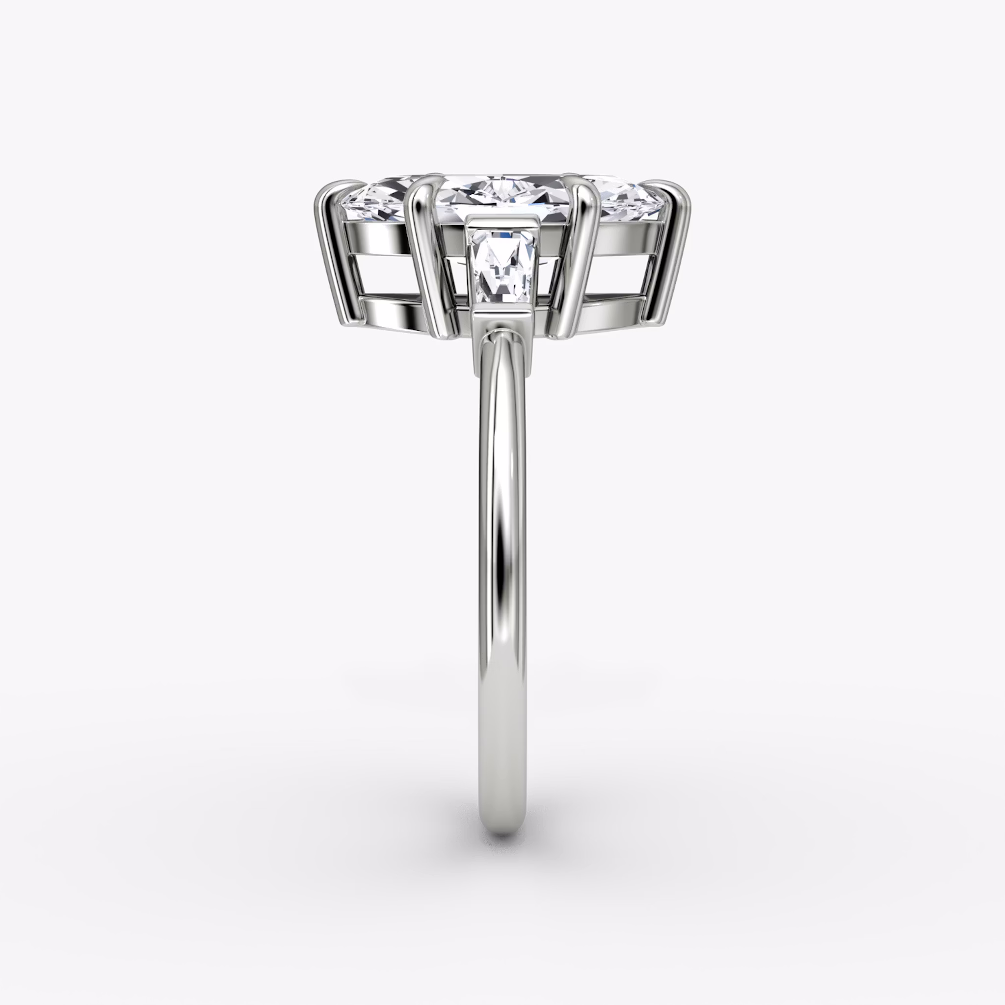 The Tapered Baguette Three Stone | Marquise | Platinum | bandAccent: Plain | excludeFromFeed: null | diamondOrientation: vertical | caratWeight: other