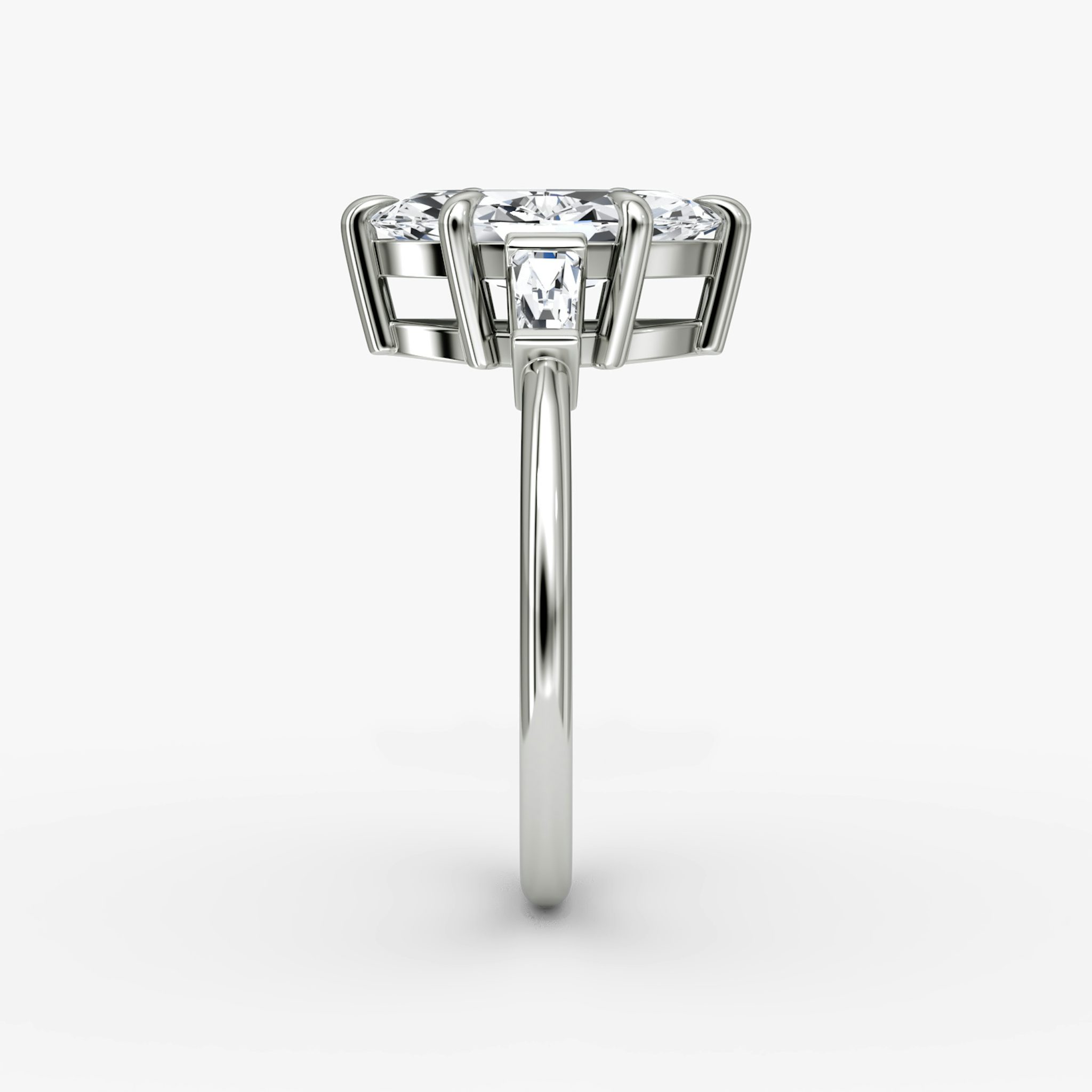 The Tapered Baguette Three Stone | Marquise | Platinum | bandAccent: Plain | excludeFromFeed: null | diamondOrientation: vertical | caratWeight: other