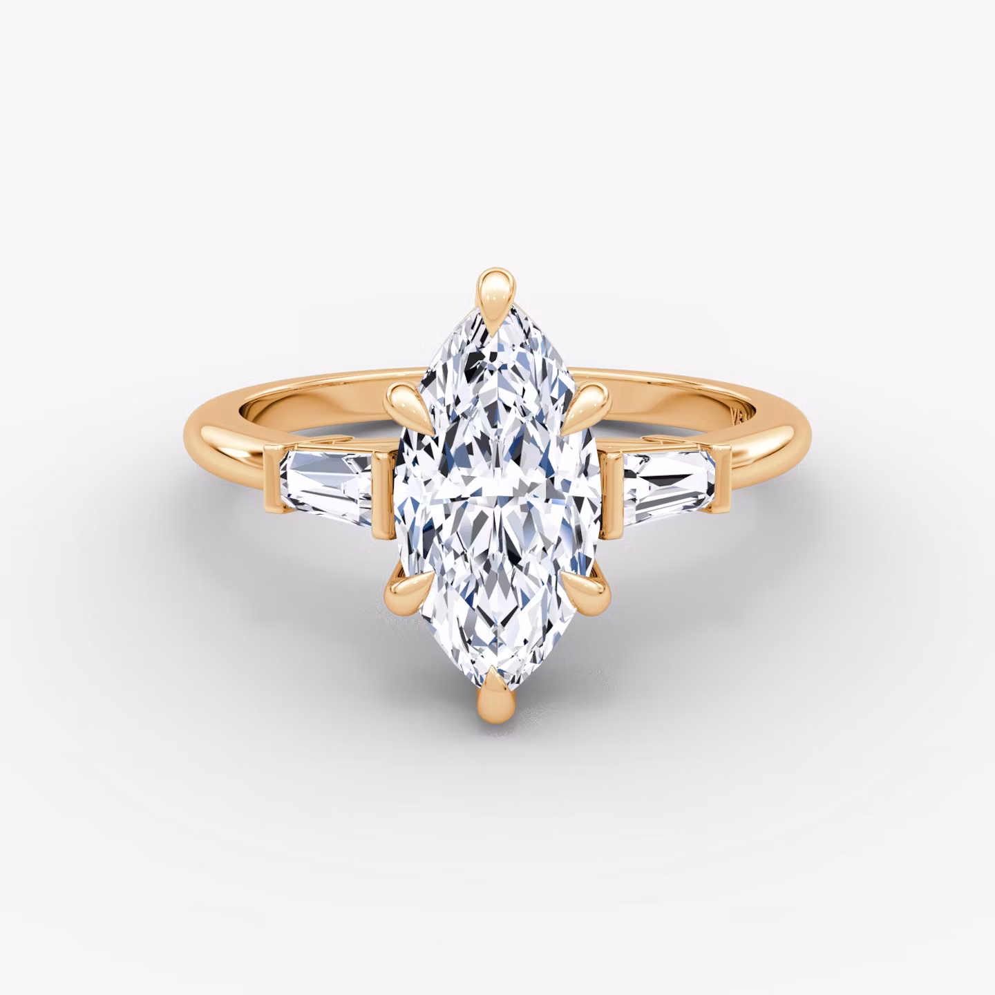 The Tapered Baguette Three Stone Marquise | Rose Gold