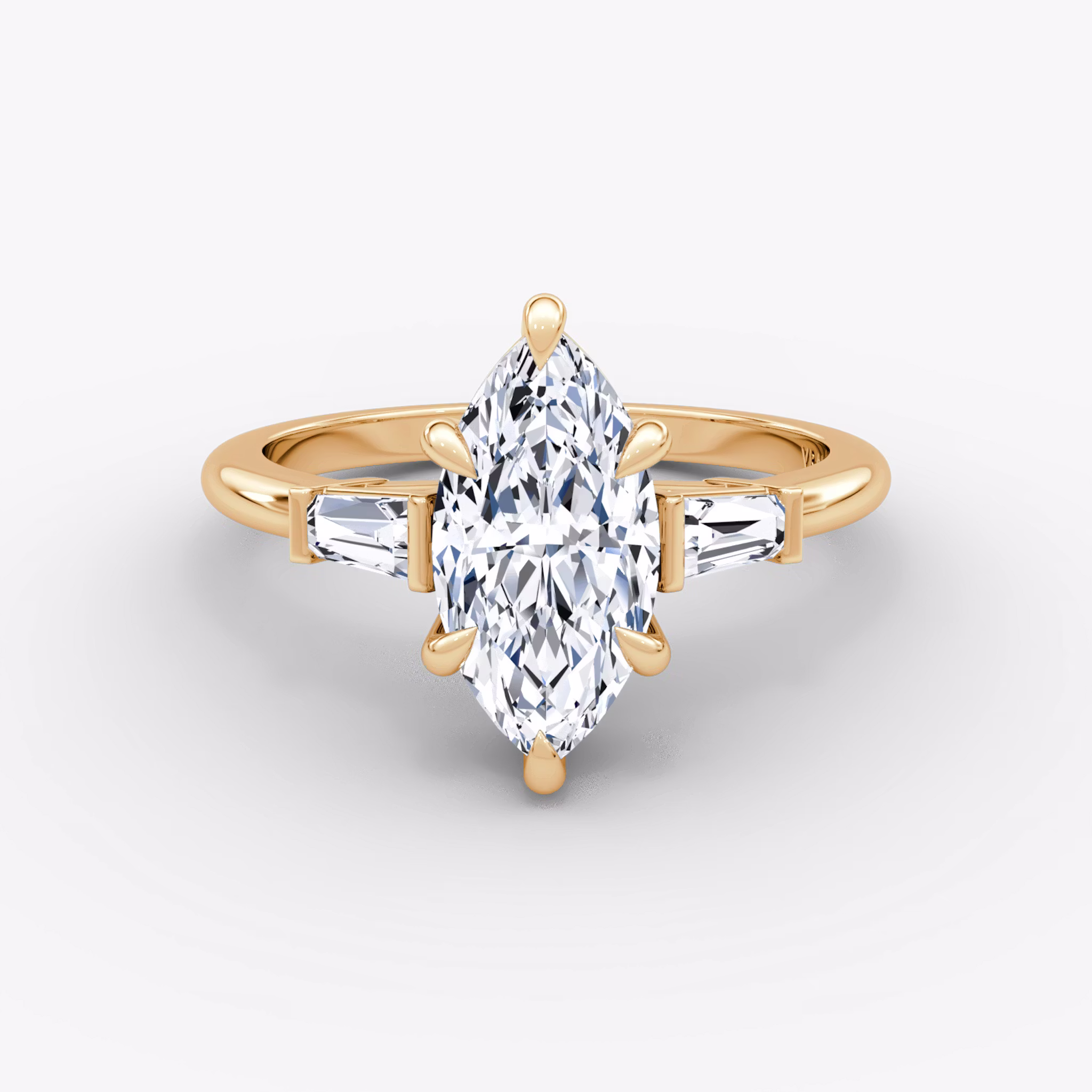The Tapered Baguette Three Stone Marquise | Rose Gold