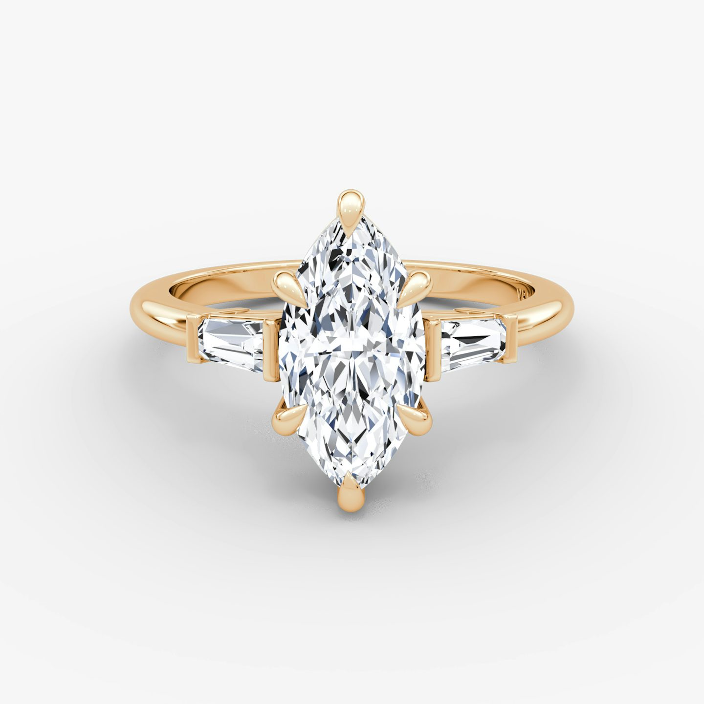 The Tapered Baguette Three Stone | Marquise | 14k | Rose Gold | bandAccent: Plain | excludeFromFeed: null | diamondOrientation: vertical | caratWeight: other