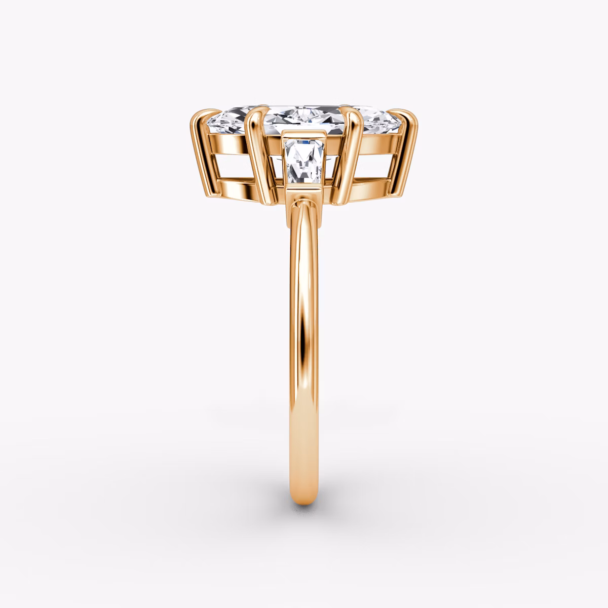 The Tapered Baguette Three Stone | Marquise | 14k | Rose Gold | bandAccent: Plain | caratWeight: 1.0ct | excludeFromFeed: null | diamondOrientation: vertical