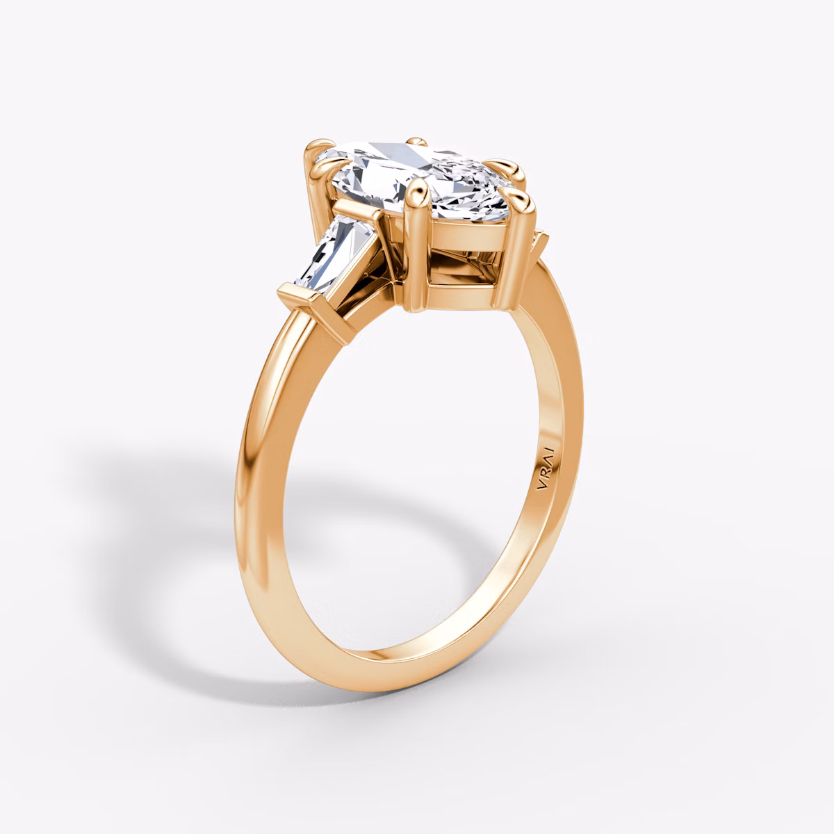 The Tapered Baguette Three Stone | Marquise | 14k | Rose Gold | bandAccent: Plain | caratWeight: 1.0ct | excludeFromFeed: null | diamondOrientation: vertical