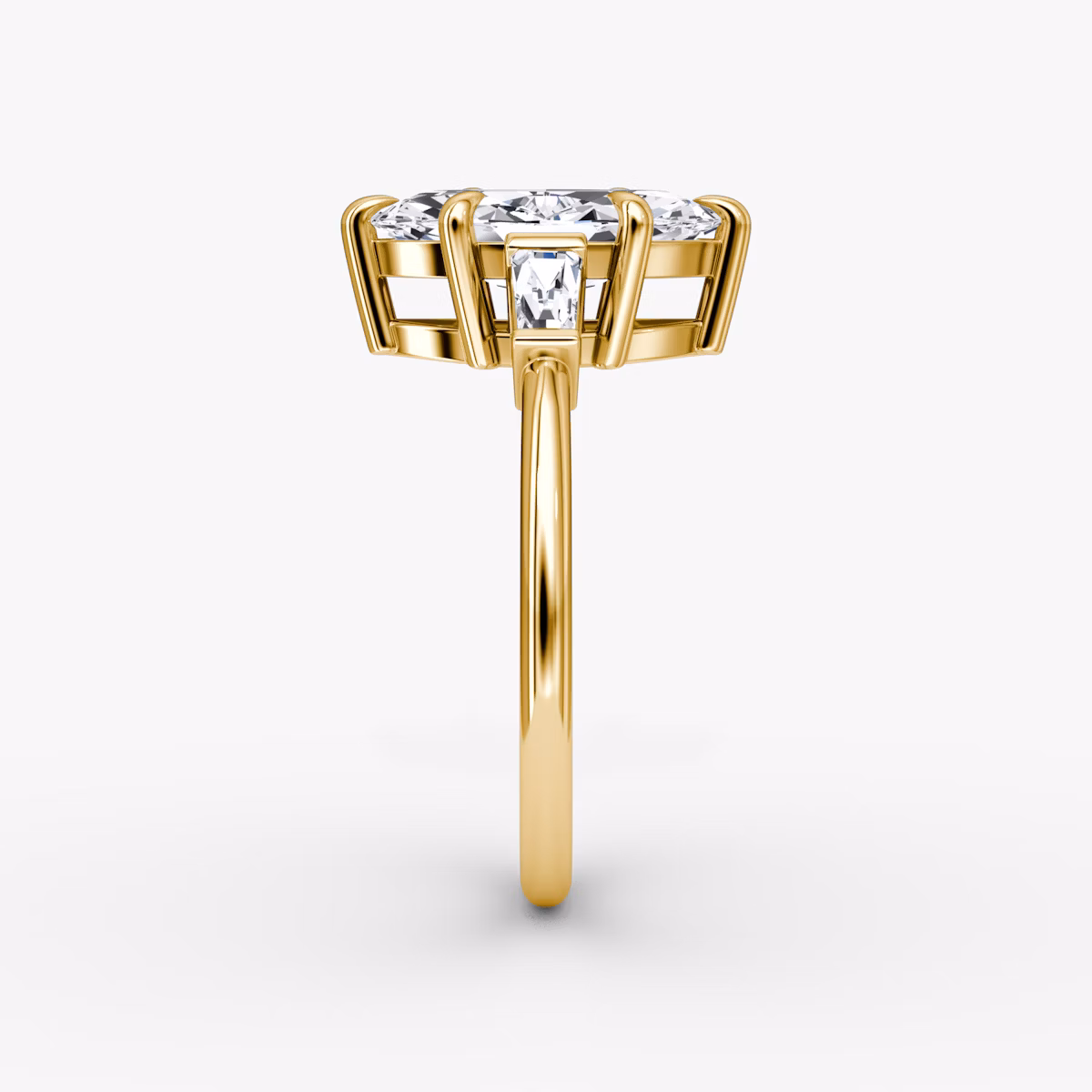 The Tapered Baguette Three Stone | Marquise | 18k | Yellow Gold | bandAccent: Plain | caratWeight: 1.0ct | excludeFromFeed: null | diamondOrientation: vertical