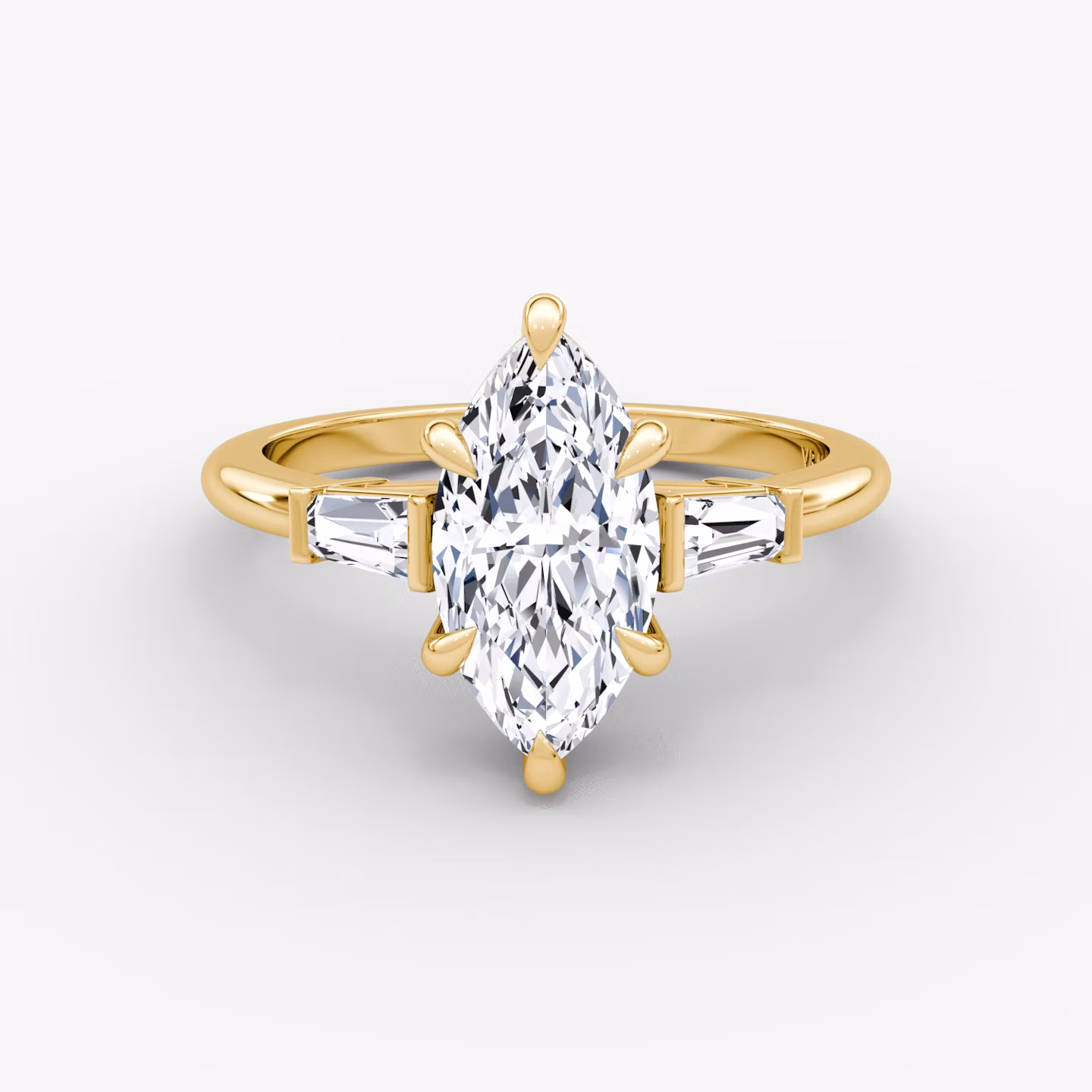 The Tapered Baguette Three Stone | Marquise | 18k | Yellow Gold | bandAccent: Plain | excludeFromFeed: null | diamondOrientation: vertical | caratWeight: other