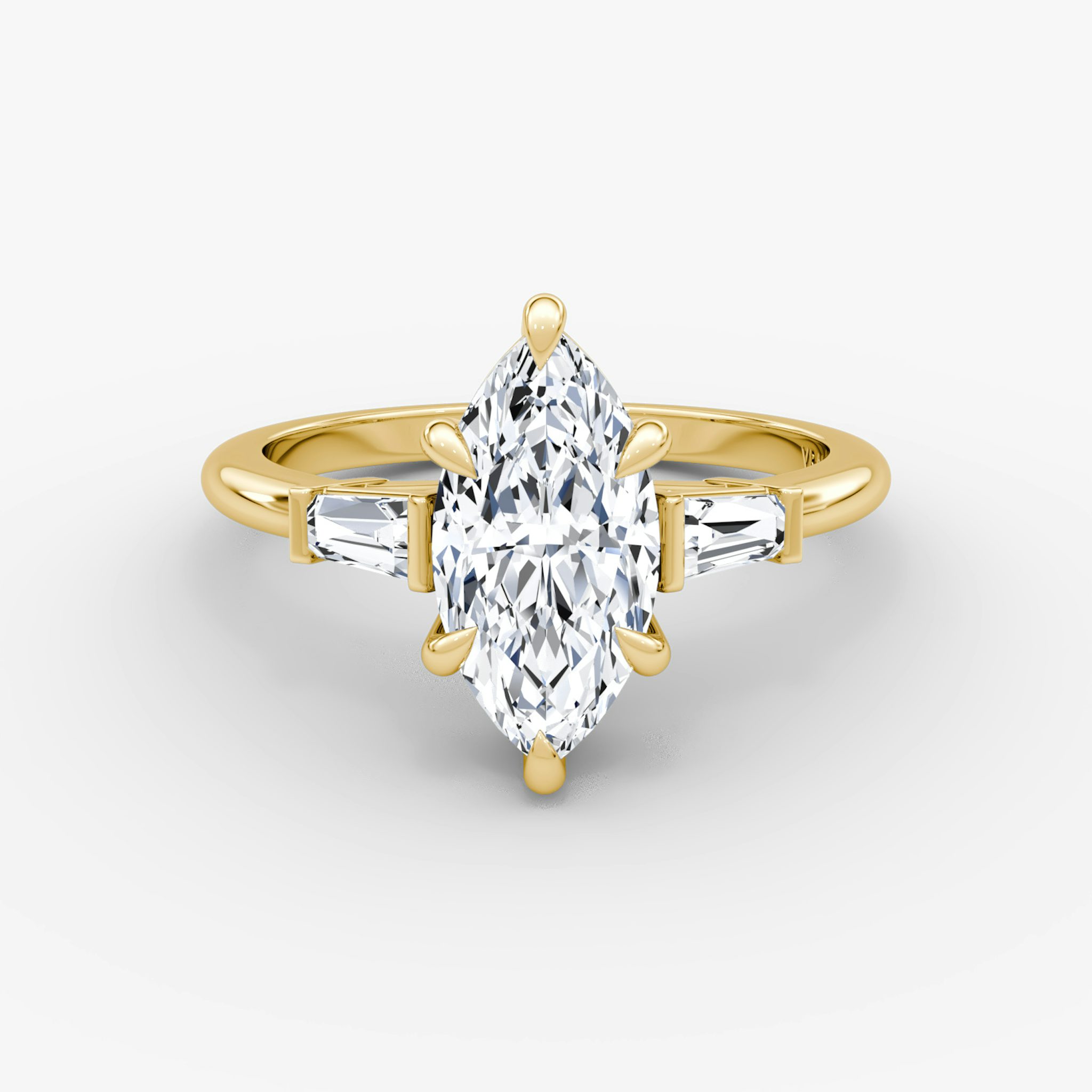 The Tapered Baguette Three Stone | Marquise | 18k | Yellow Gold | bandAccent: Plain | excludeFromFeed: null | diamondOrientation: vertical | caratWeight: other