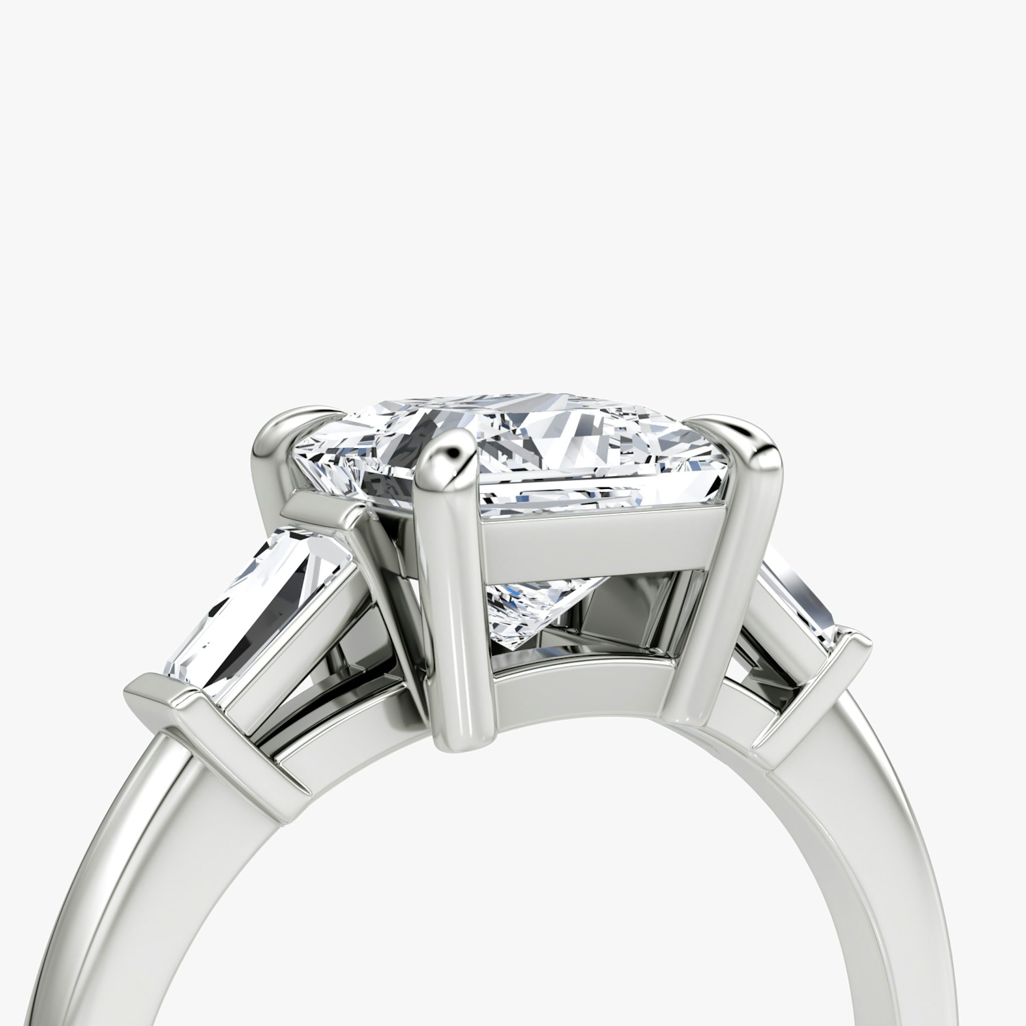 The Tapered Baguette Three Stone | Princess | 18k | White Gold | bandAccent: Plain | excludeFromFeed: null | diamondOrientation: vertical | caratWeight: other