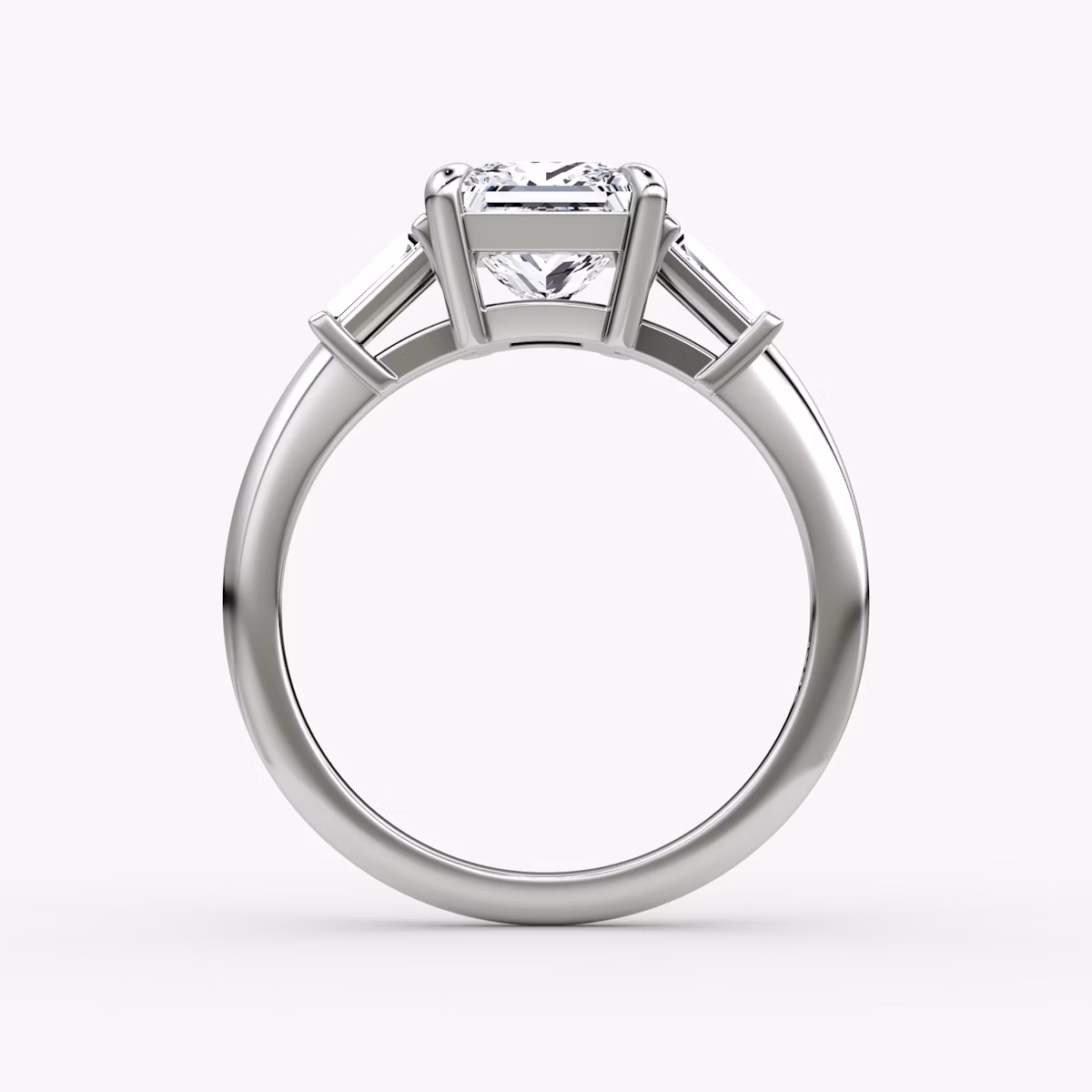 The Tapered Baguette Three Stone | Princess | Platinum | bandAccent: Plain | caratWeight: 1.0ct | excludeFromFeed: null | diamondOrientation: vertical