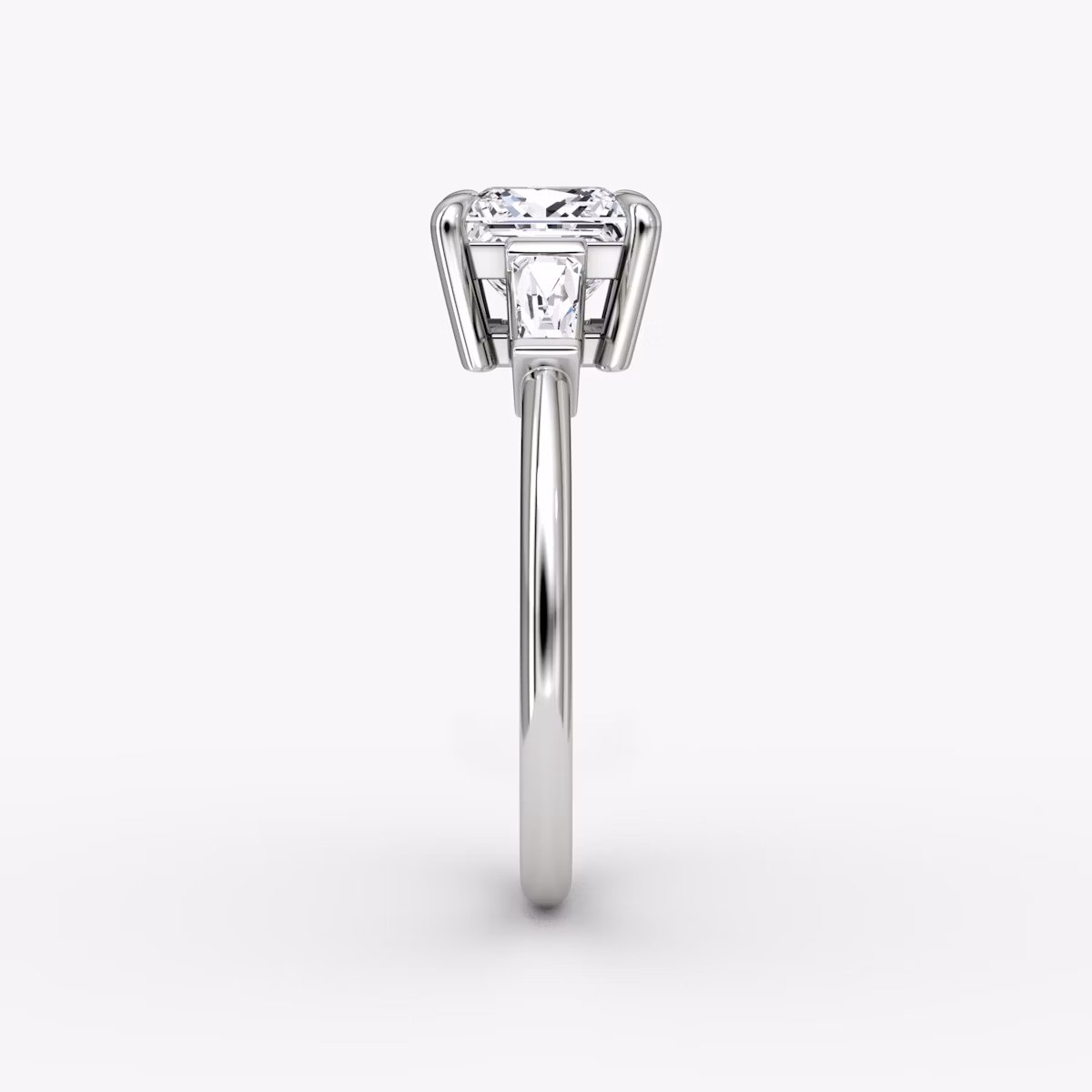 The Tapered Baguette Three Stone | Princess | Platinum | bandAccent: Plain | caratWeight: 1.0ct | excludeFromFeed: null | diamondOrientation: vertical
