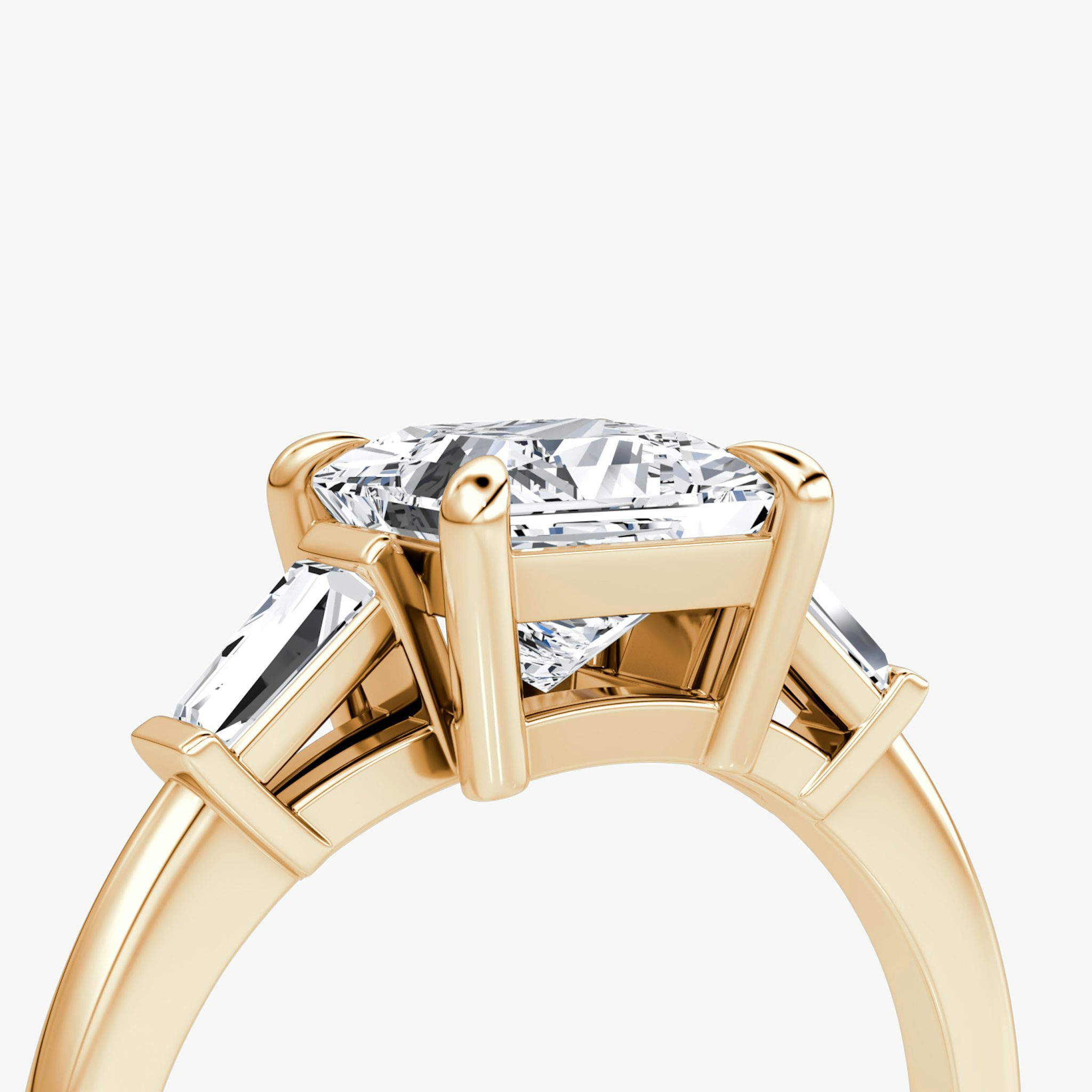 The Tapered Baguette Three Stone | Princess | 14k | Rose Gold | bandAccent: Plain | excludeFromFeed: null | diamondOrientation: vertical | caratWeight: other