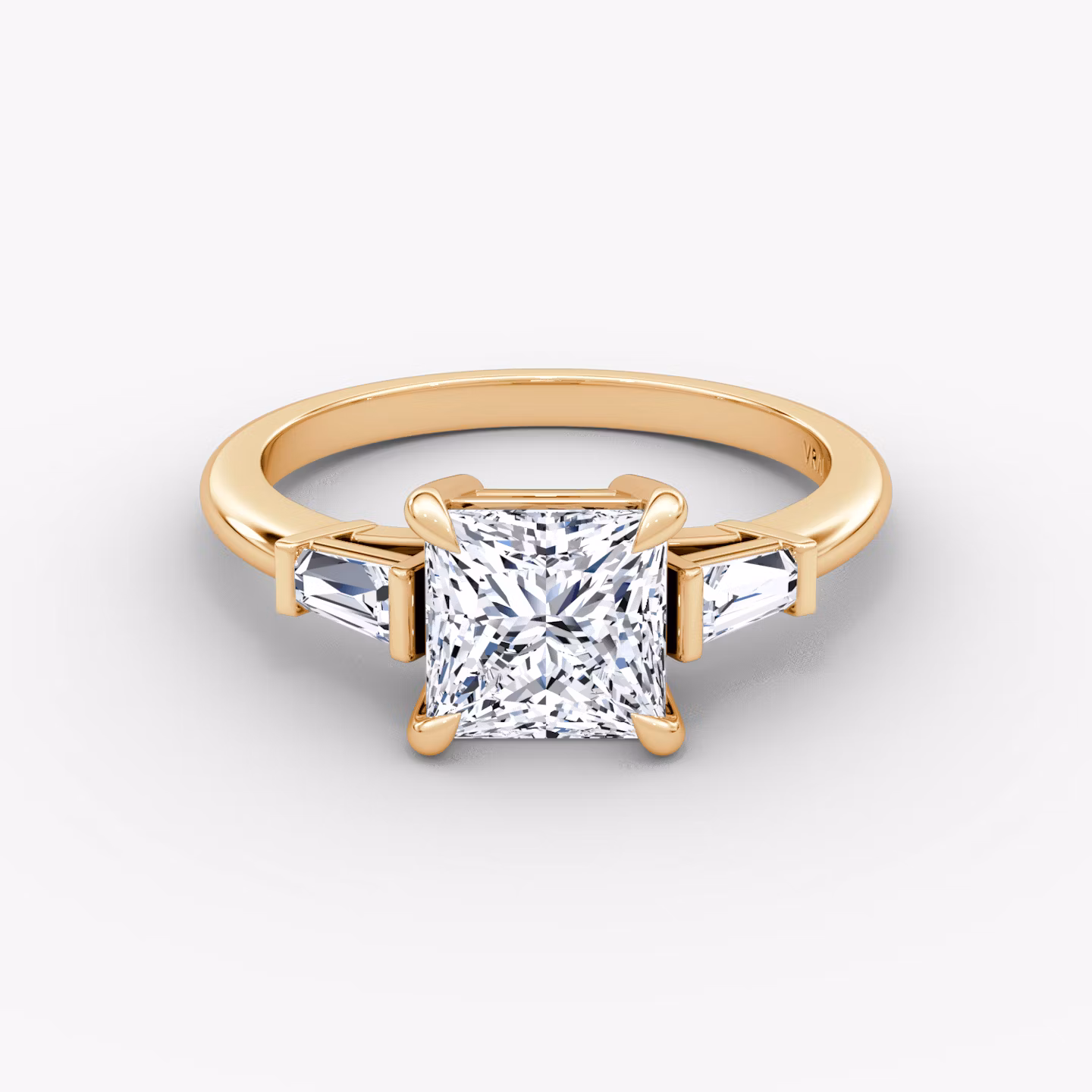 The Tapered Baguette Three Stone Princess | Rose Gold