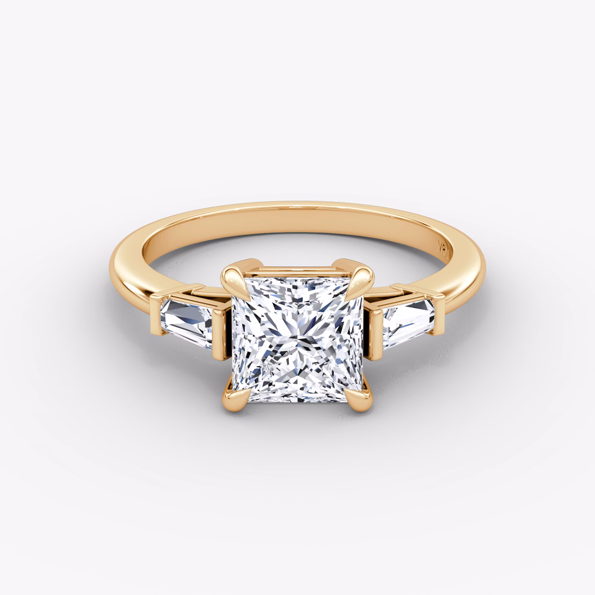 The Tapered Baguette Three Stone Princess | Rose Gold