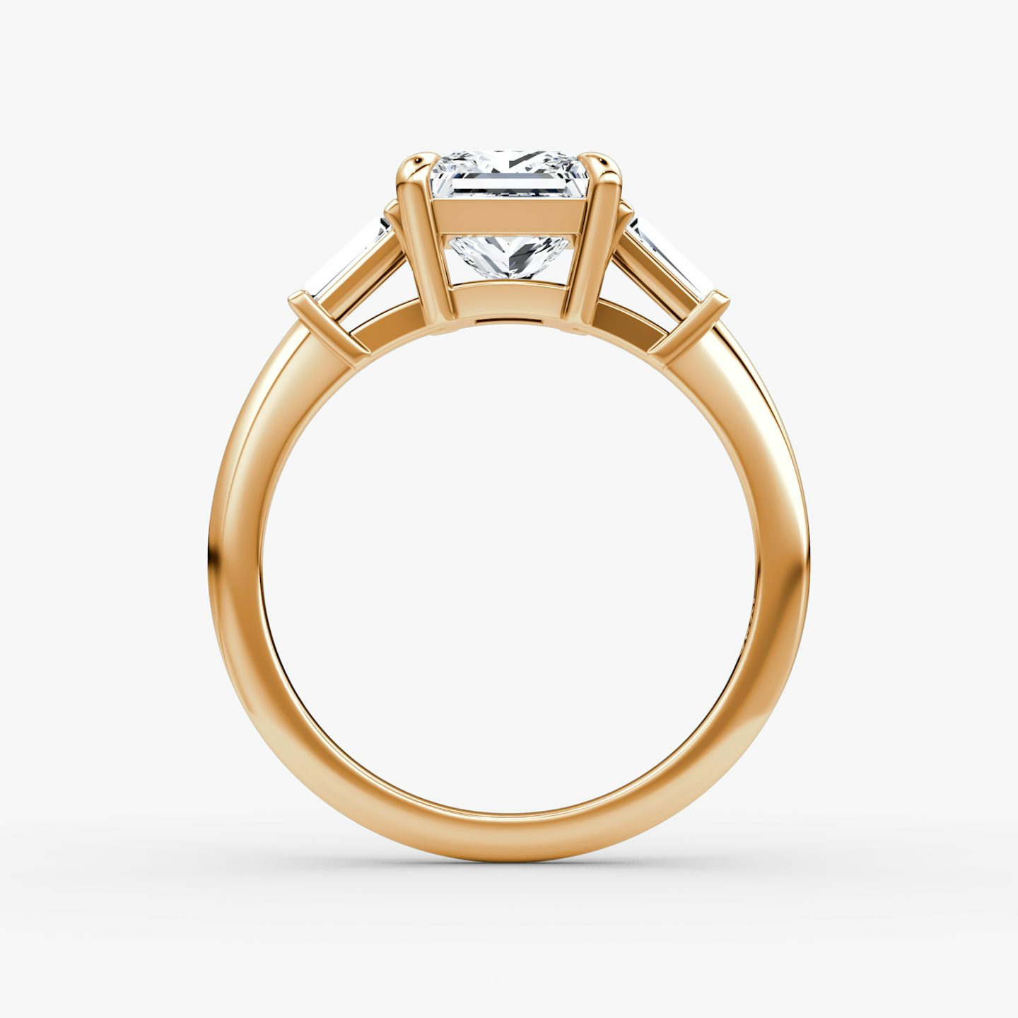 The Tapered Baguette Three Stone | Princess | 14k | Rose Gold | bandAccent: Plain | excludeFromFeed: null | diamondOrientation: vertical | caratWeight: other