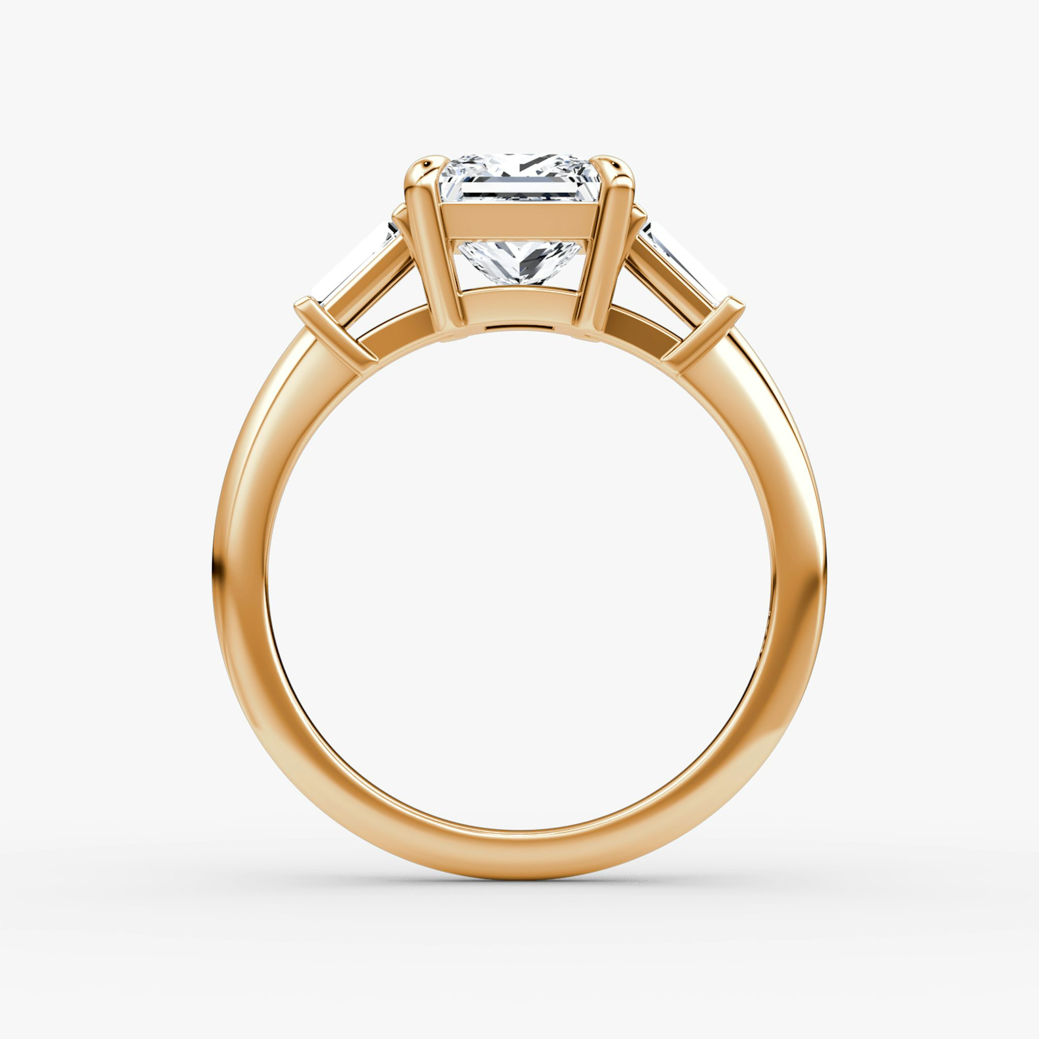 The Tapered Baguette Three Stone | Princess | 14k | Rose Gold | bandAccent: Plain | excludeFromFeed: null | diamondOrientation: vertical | caratWeight: other