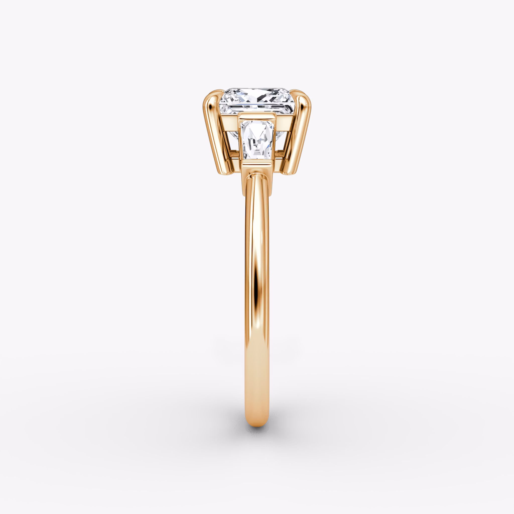 The Tapered Baguette Three Stone | Princess | 14k | Rose Gold | bandAccent: Plain | excludeFromFeed: null | diamondOrientation: vertical | caratWeight: other