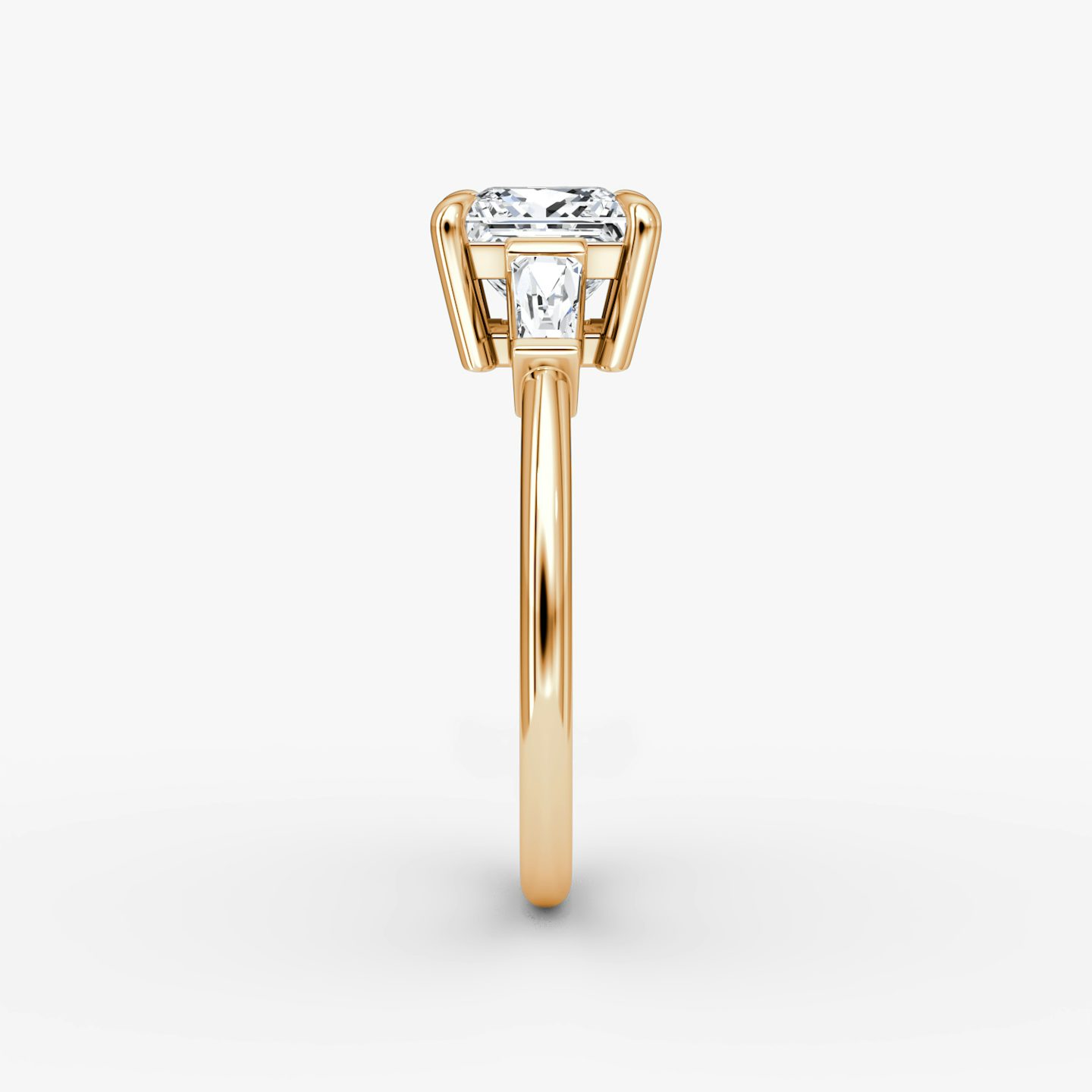 The Tapered Baguette Three Stone | Princess | 14k | Rose Gold | bandAccent: Plain | excludeFromFeed: null | diamondOrientation: vertical | caratWeight: other