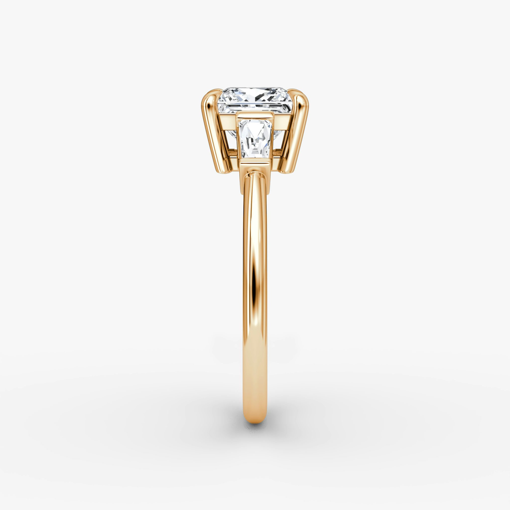 The Tapered Baguette Three Stone | Princess | 14k | Rose Gold | bandAccent: Plain | excludeFromFeed: null | diamondOrientation: vertical | caratWeight: other